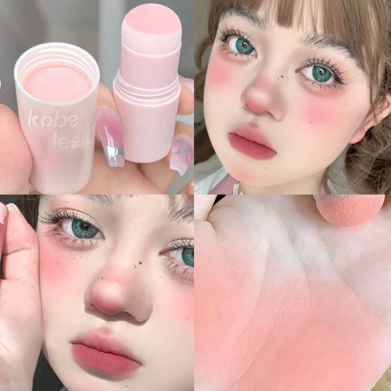 Best of Girly Blush Stick With Sponge Head Easy To Use Waterproof Lasting Brightening Face Contouring Shadow Blusher Cheek Korean Makeup Reviews & Tips