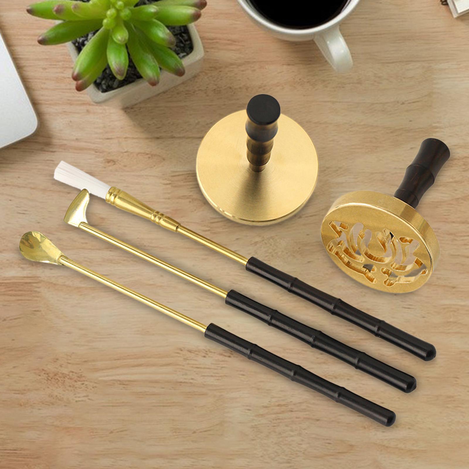 5 Pieces Incense Tool Starter Tools Supplies Professional Incense Making Long Handle Brush Press Spoon for Living Room Home