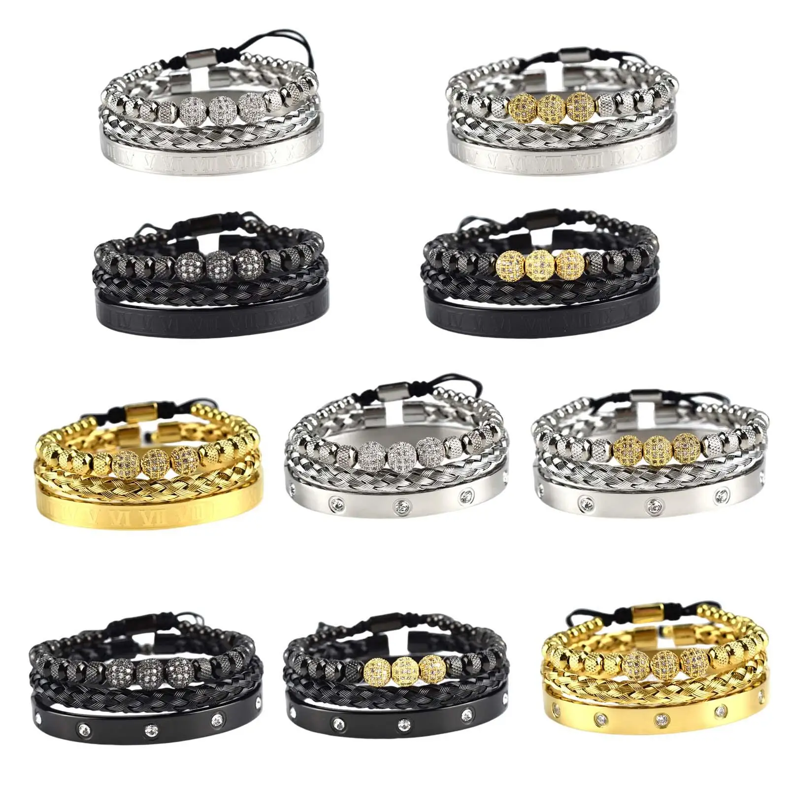 Braided Bracelet Set 18cm~19cm Bangle Woven Cuff Wrap Bracelet Width 8mm Beaded Jewelry Accessory Wristbands Women & Men