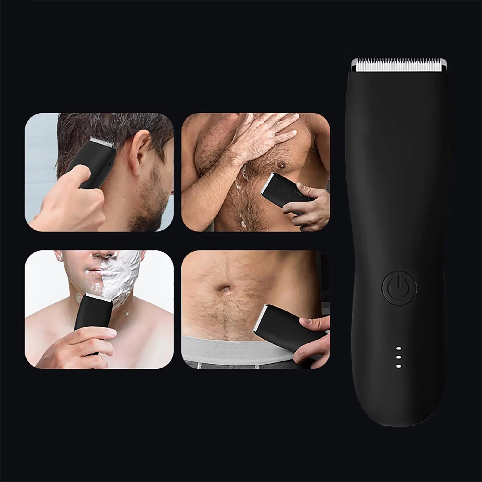 Hair Shaver IPX6 Waterproof Cutting Beard Cordless Low Noise Professional Body Groomer Razor Hair Clipper for Full Body Men Male