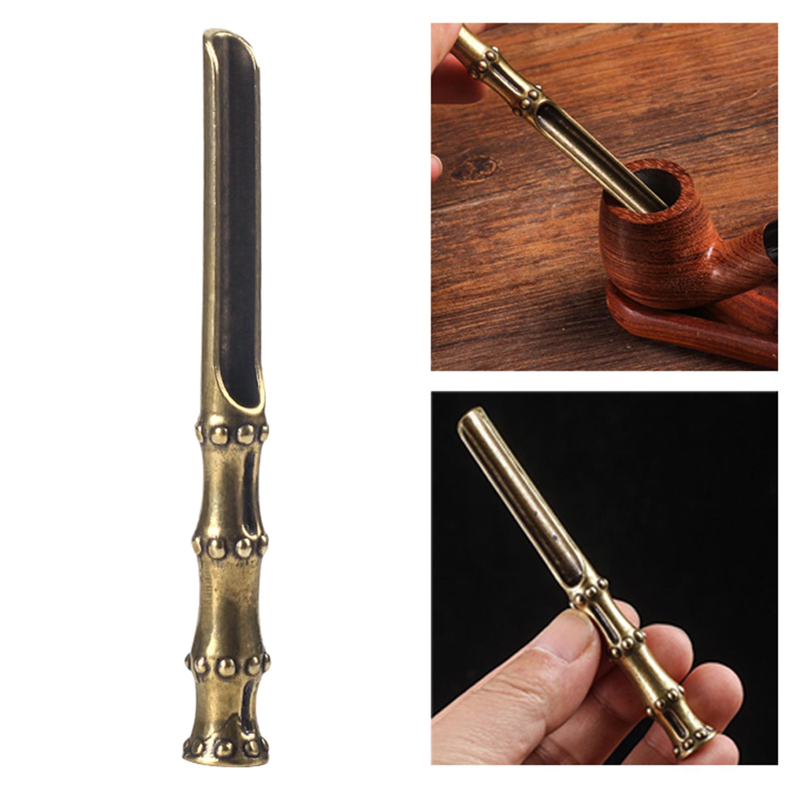 Retro Pipe Pressing Rod Multifunctional Carving Bamboo Design Copper Solid Grinding Cigarette Press Smoker Beginner