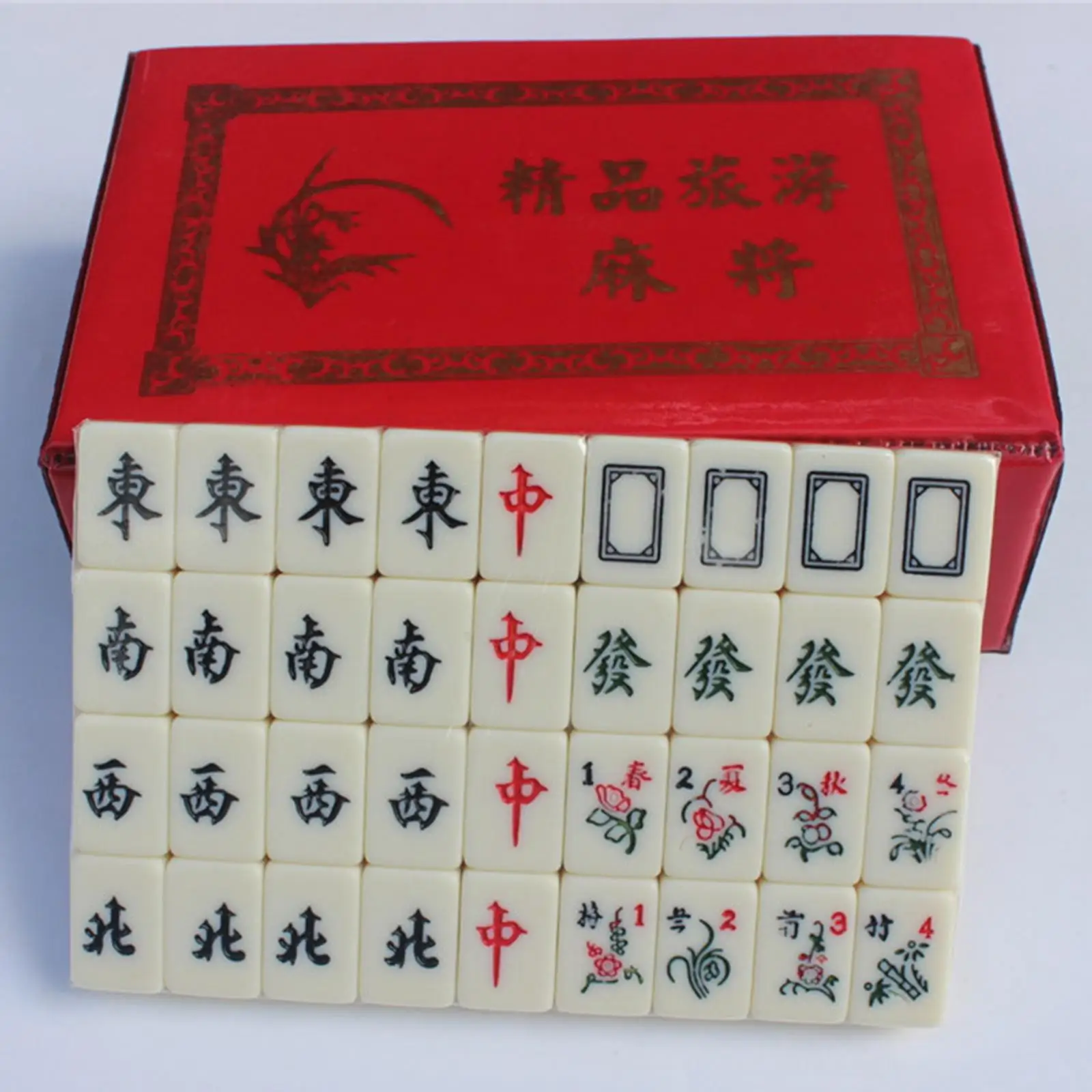 Mini Chinese Mahjong Game Set Board Game with Carrying Case mahjong Tiles Game and 2 Blank Tiles Lightweight for Travel Home