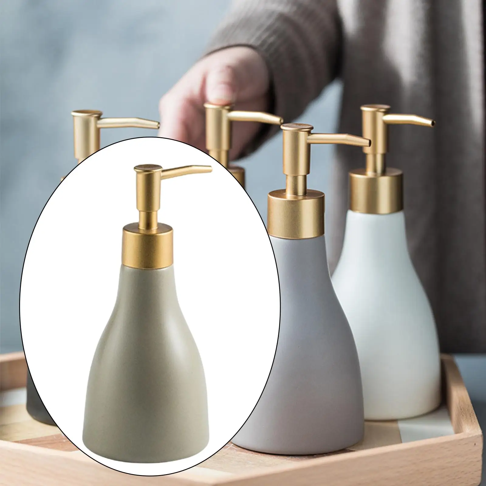 Ceramic Liquid Soap Pump Dispenser Shampoo Bottle Shower Gel for Kitchen