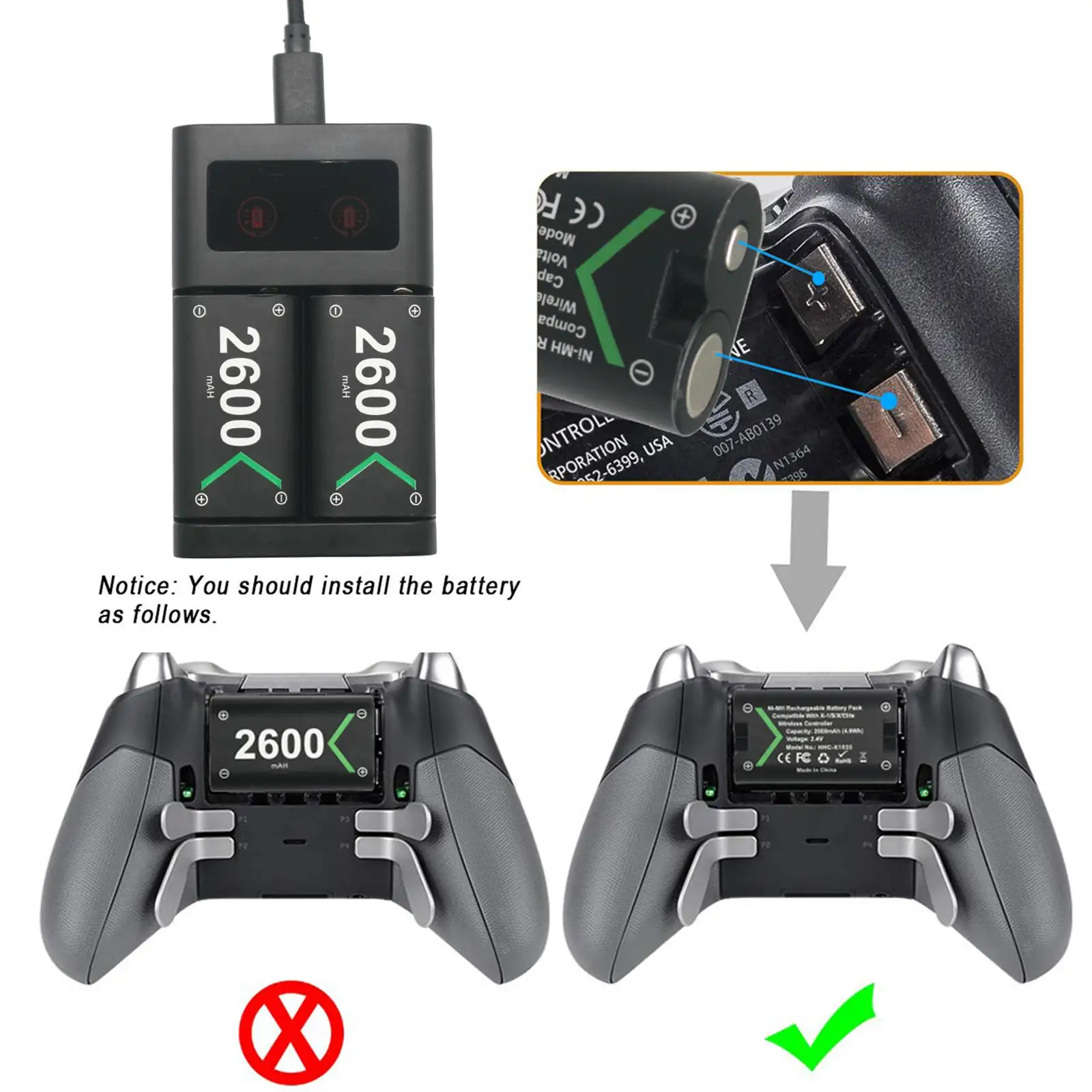 Controller Charging Dock with Rechargeable Battery Pack, for Series x S