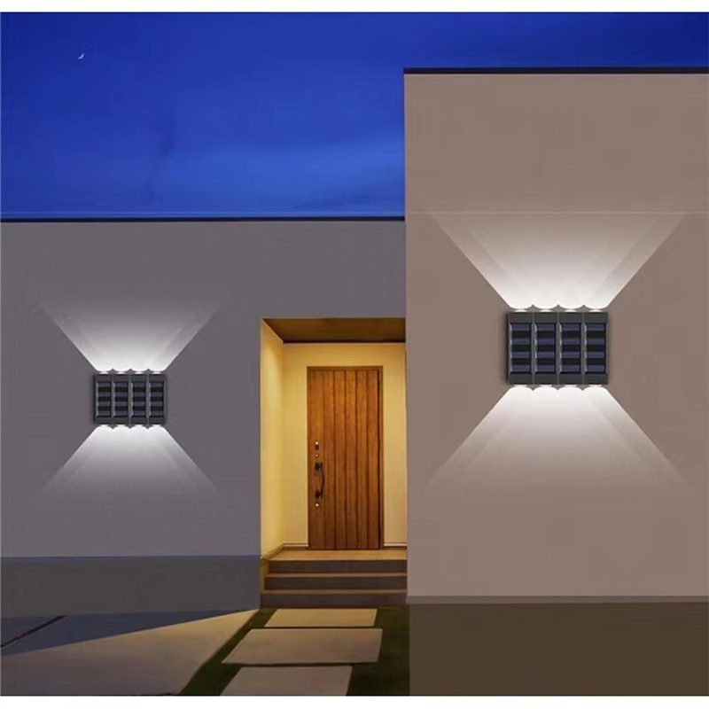 1~4Pack Solar Wall Lights Outdoor 16LED Waterproof Lamp Up And Down Convex Lens Lighting For Garden Landscape Balcony Decoration