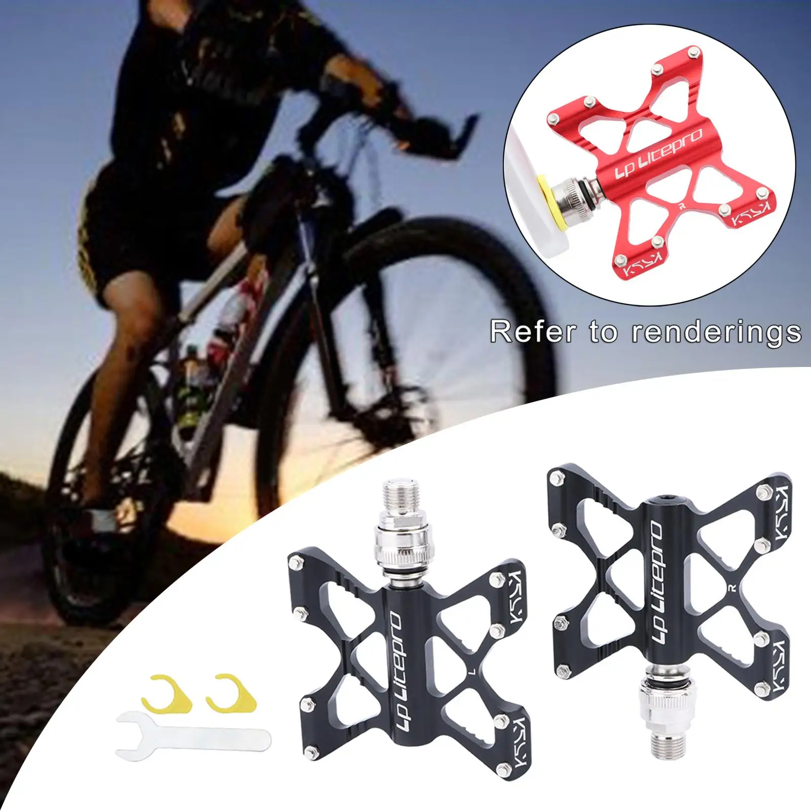 Lightweight Bike Flat Platform Pedals 14mm Thread Parts for MTB Bicycles