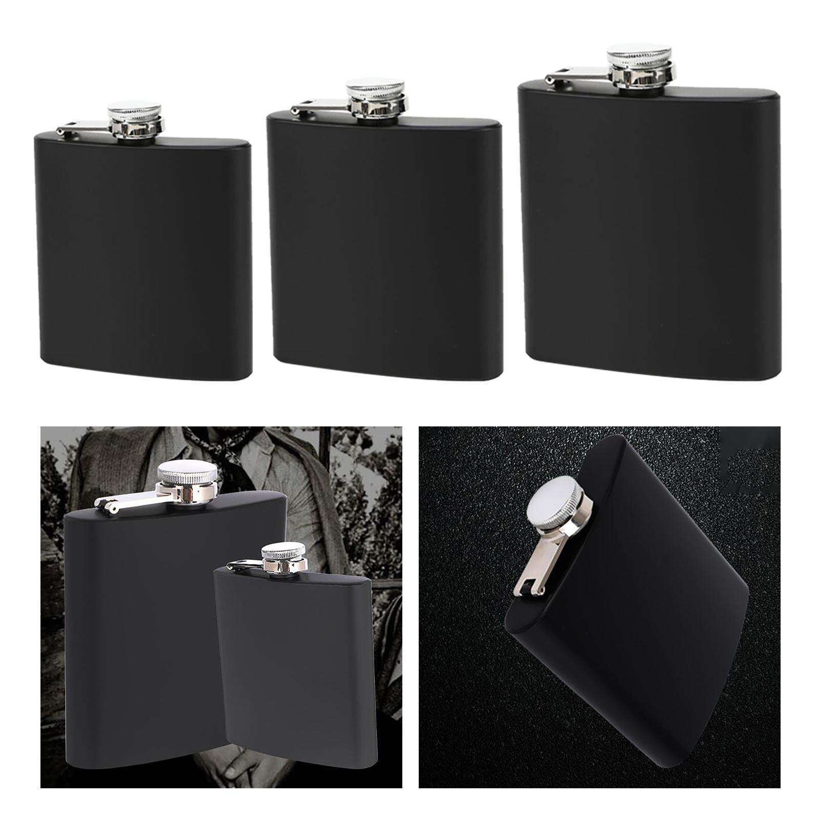 Matte Hip Flask Powder Coated Black Leakproof Sealed U Typed Portable Wine Bottle for Hiking Spirits Alcohol Clear Water Sparkle