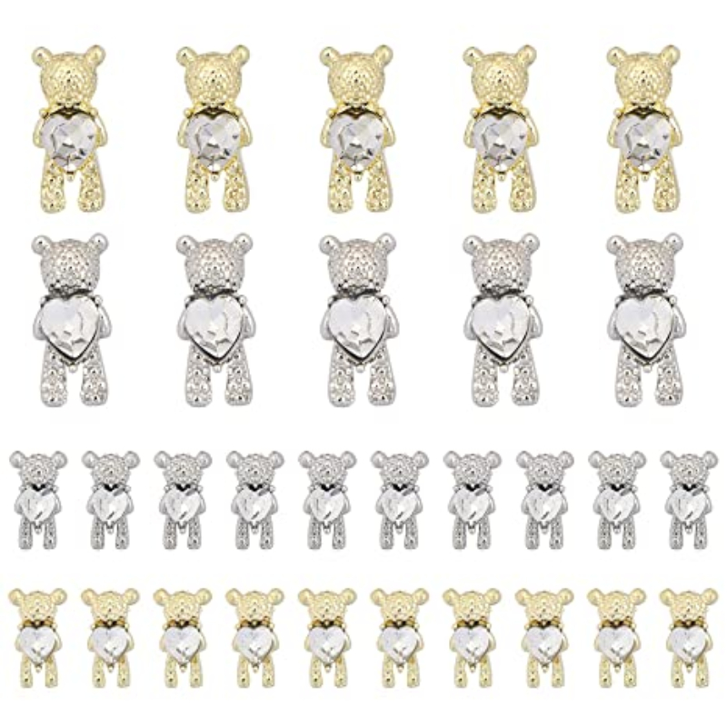 Best of 10pcs 3D Cute Alloy Love Bear Shiny Rhinestone Nail Charms With Heart Crystal Zircon Luxury Creative Nail Art Diamond Jewelry Reviews & Tips