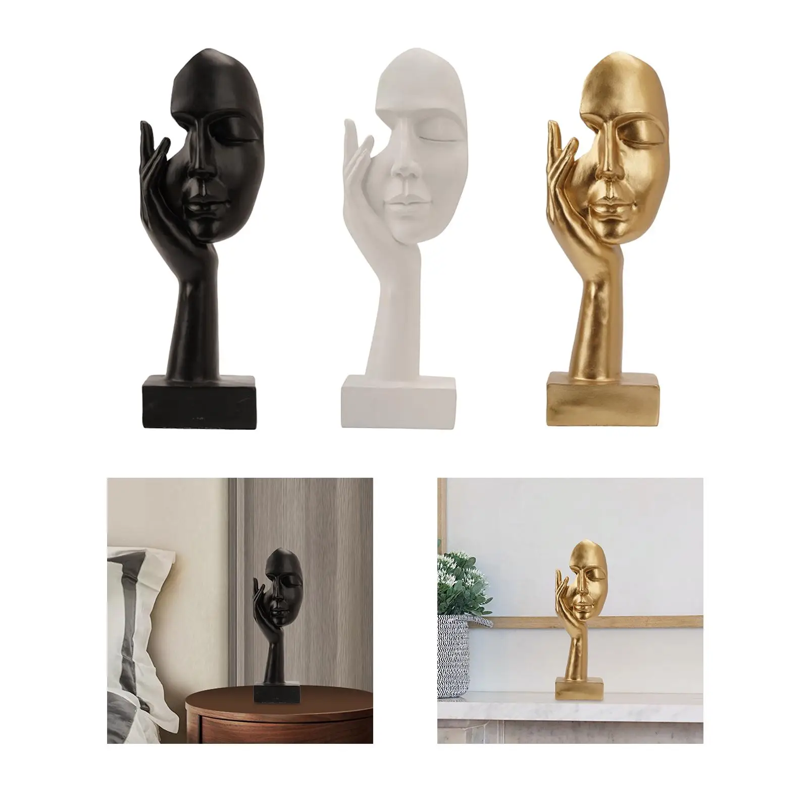 Women Face Art Statue Ornament Thinker Statues for Desktop Bookshelf Decorative Objects Table Decorations Living Room Studio