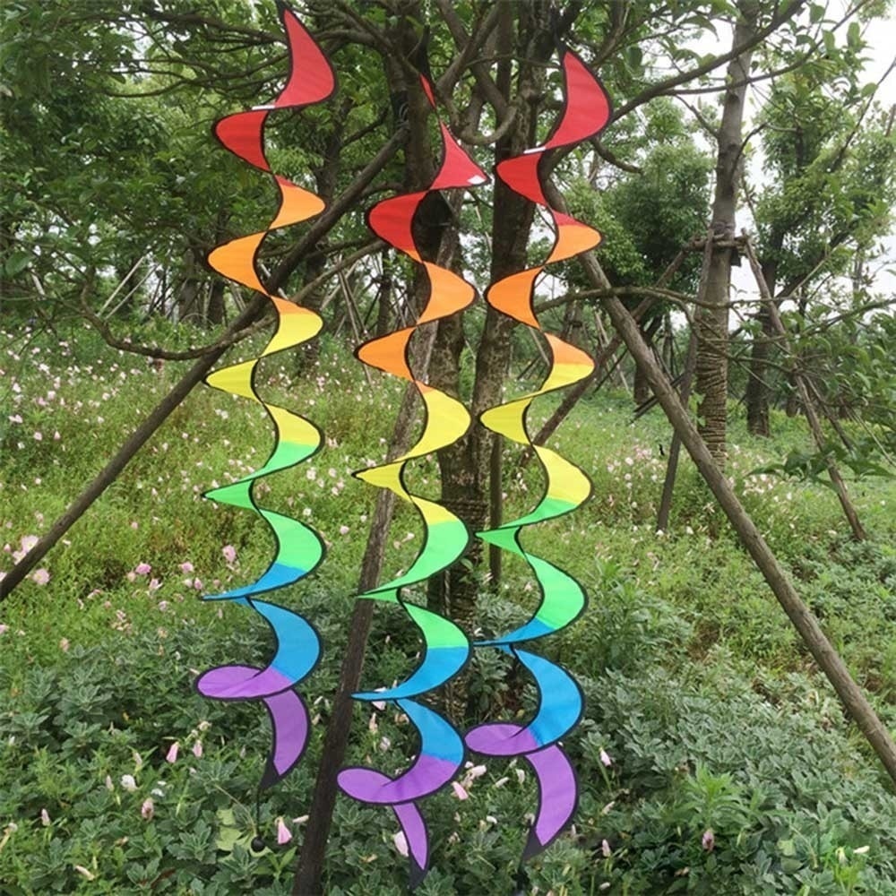 1Set Faltbare Regenbogen Spirale Windmühle Zelt Bunte Schöne Wind Spinner Garten Outdoor Camping Picknick – Detail 6