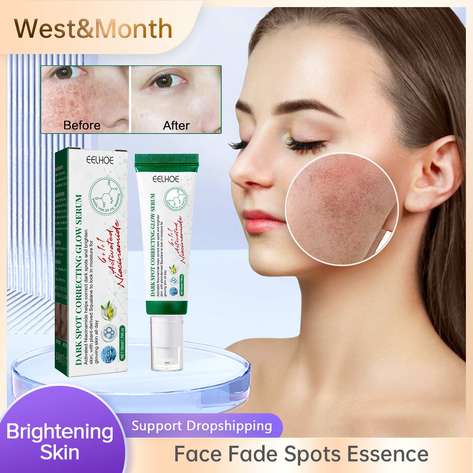 Best of Dark Spot Correcting Glow Serum Fade Pigment Freckle Melasma Melanin Improves Dull Skin Facial Whitening Brightening Essence Reviews & Tips