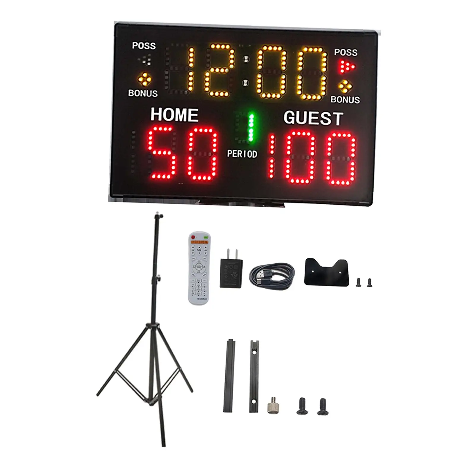Portable Digital Scoreboard Score Clock Tripod Mount LED Display 98ft Control Distance for Tennis Boxing Indoor Volleyball