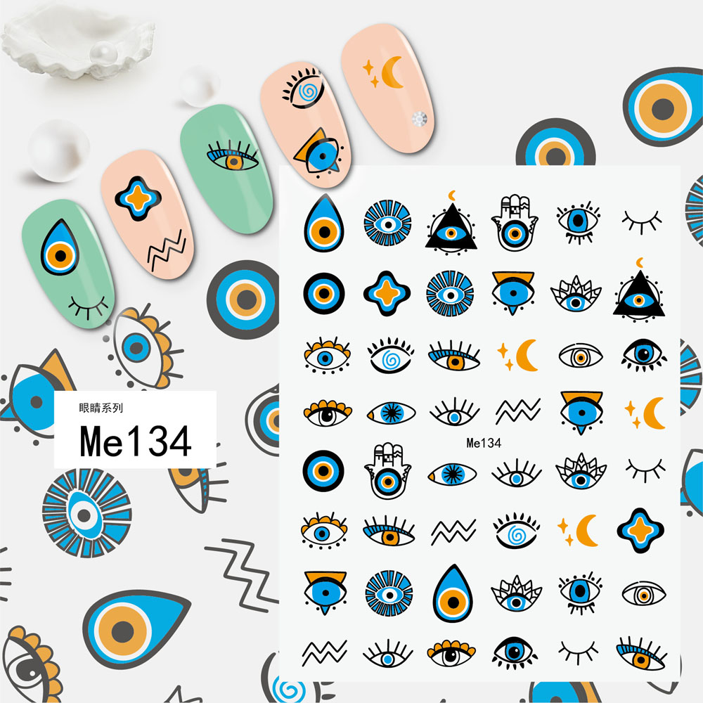 Best of 1 Sheet 3D Blue Evil Eye Design Nail Art Decals DIY Self-Adhesive Charms Abstract Line Sliders Decoration Colorful Nail Stickers Reviews & Tips - Image 3