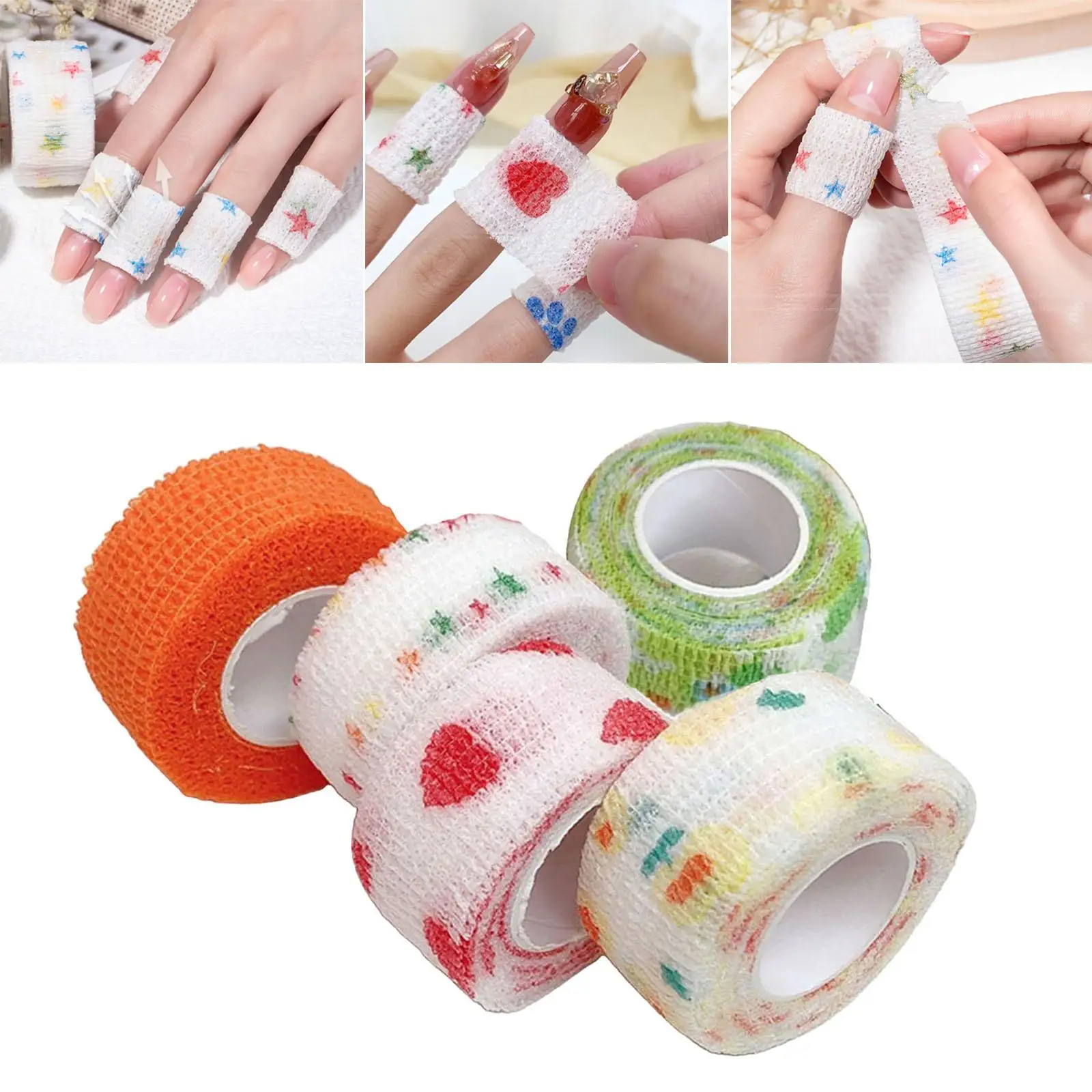 5 Pieces Self Adherent Cohesive Bandages Non Woven , Used for Finger Protection