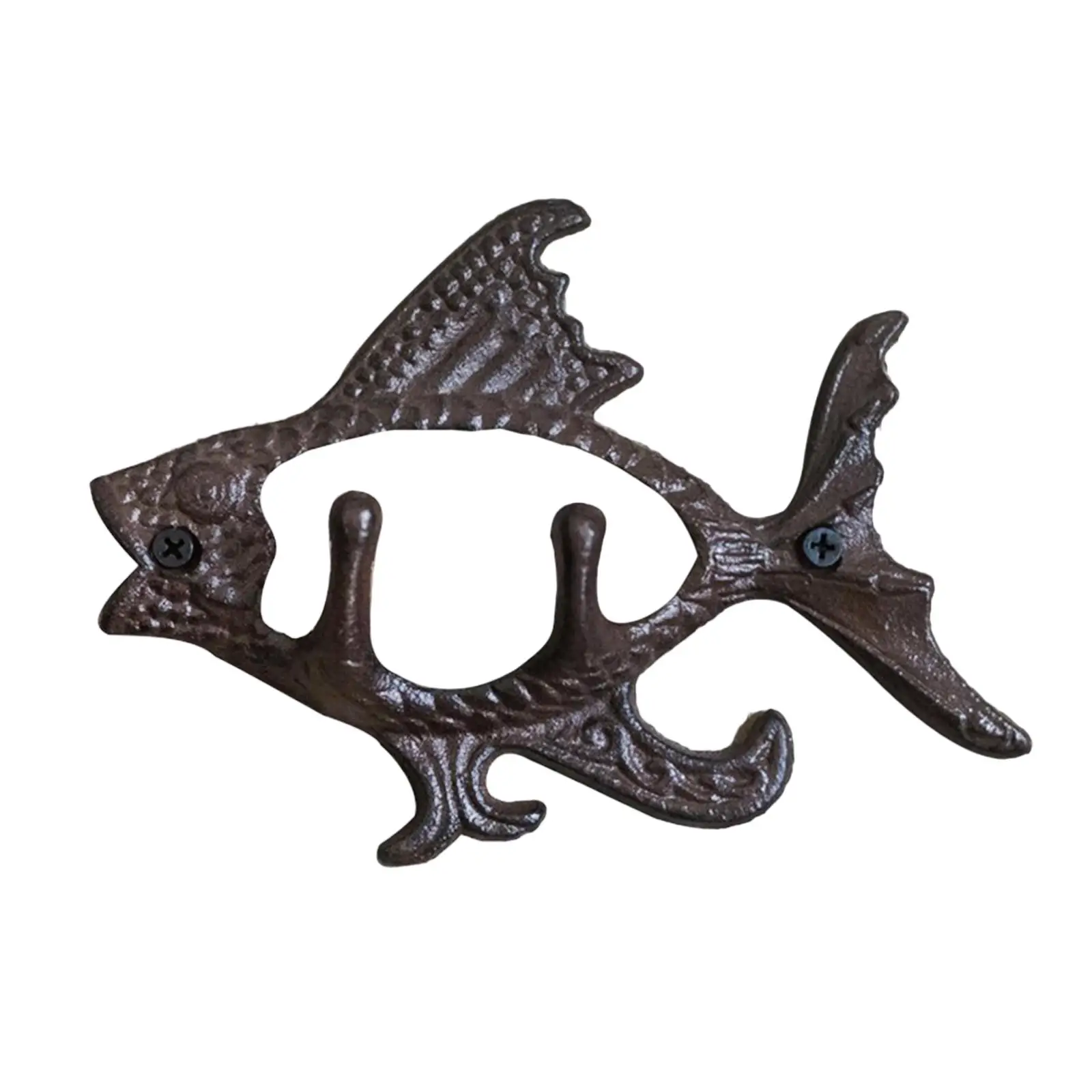 Fish Wall Hanger Crafts Collectible Ornament 3D Iron Decorative Gift Coat Holder for Hotel Dining Room Dorm Apartment