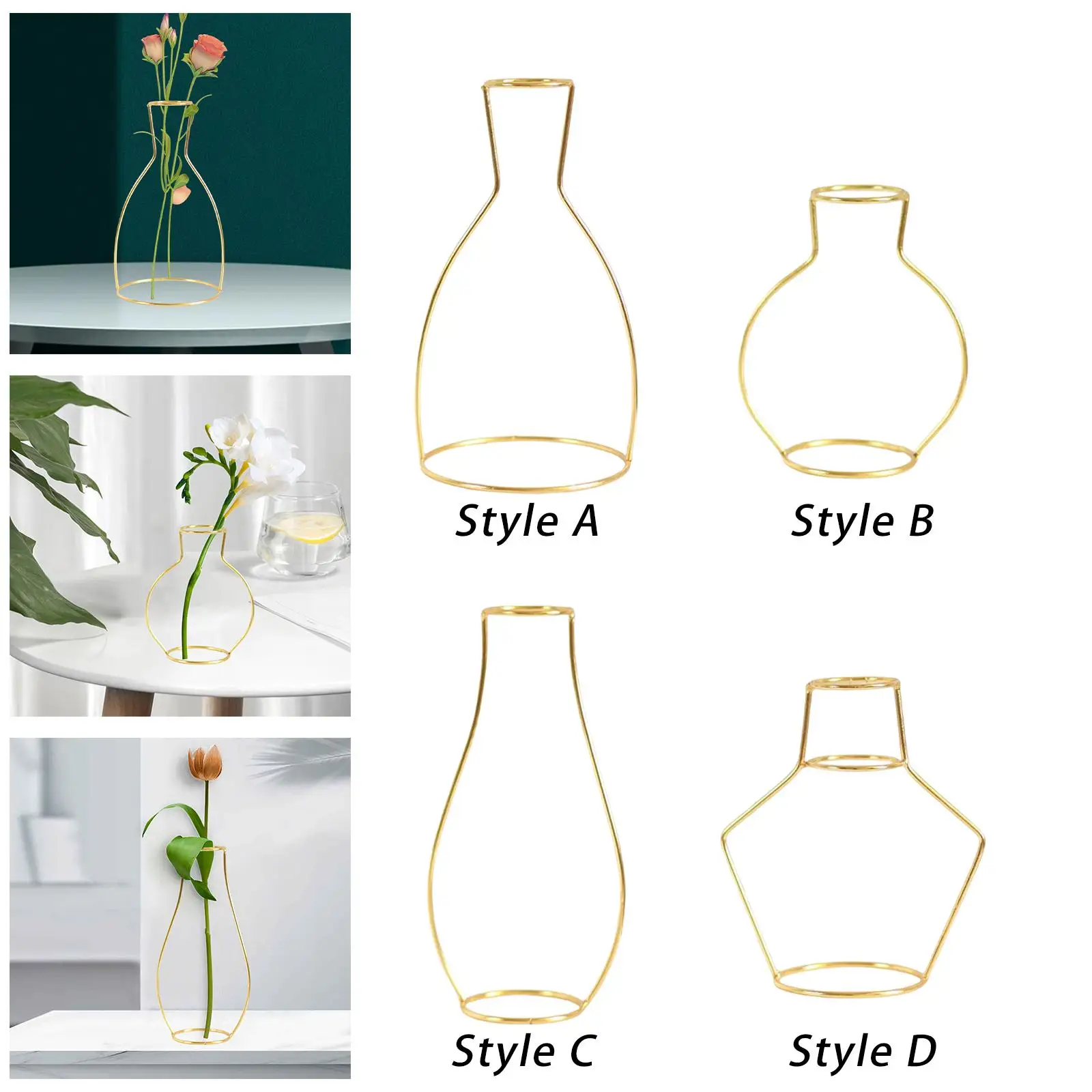 Metal Wire Vase Decor Simple Creative European Style Ornaments Metal Frame Vase for Cafe Gift Cabinet Holidays Living Room