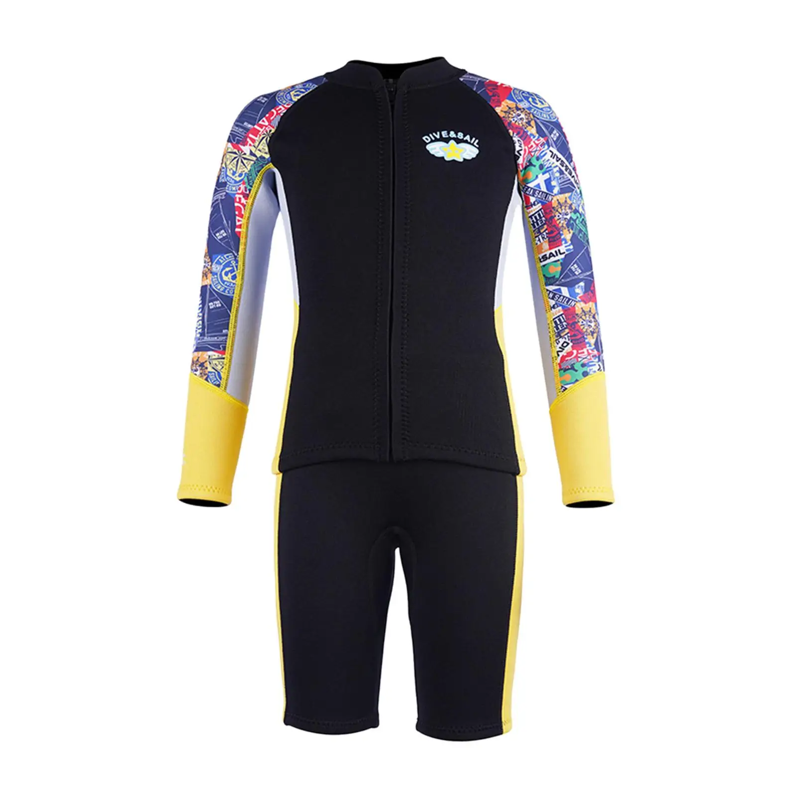Split Wetsuit Kids Keep Warm Front Zip Wet Suit for Snorkeling Beach Boating