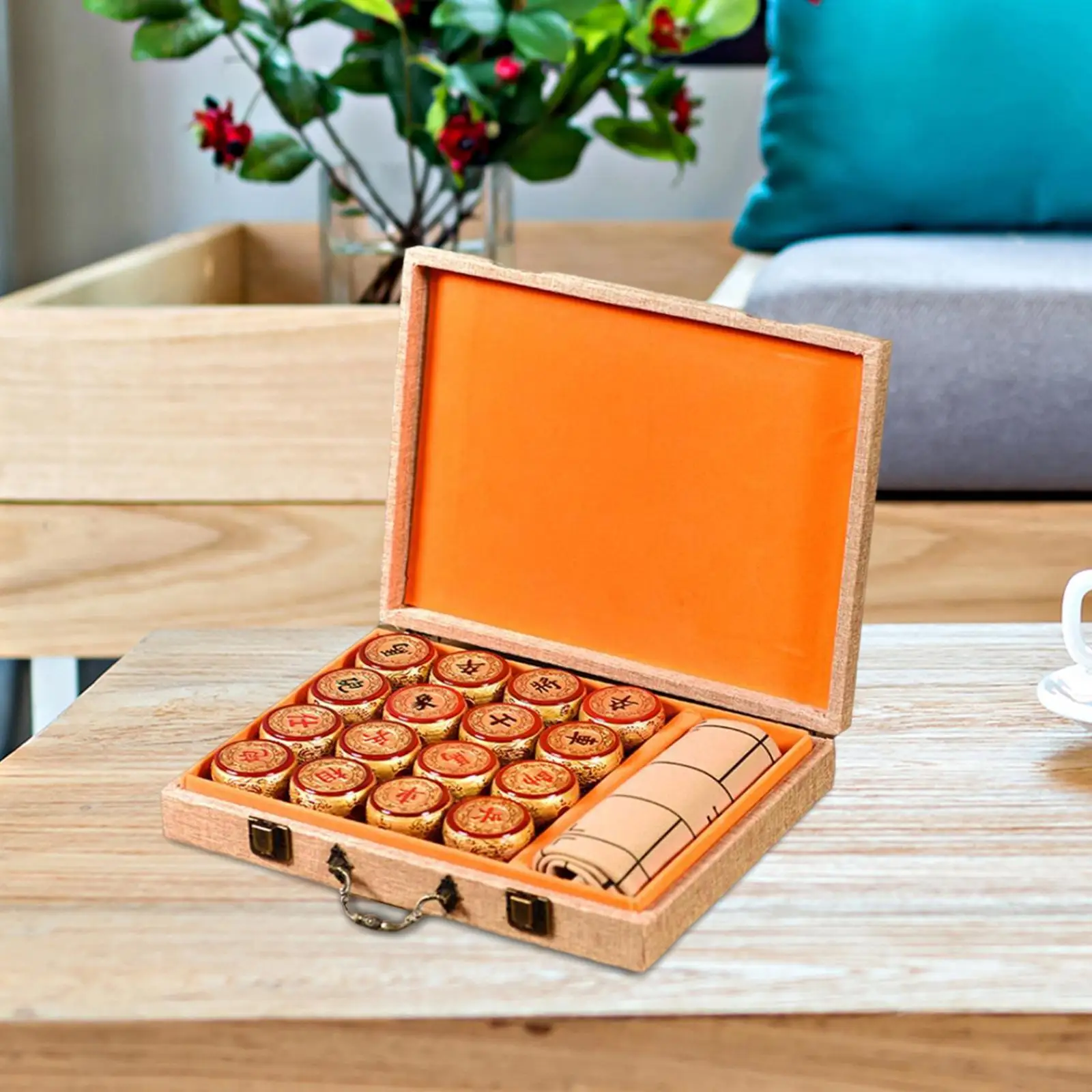 Wooden Chinese Chess with Board Game Player Set Multifunction Chinese Chess Set