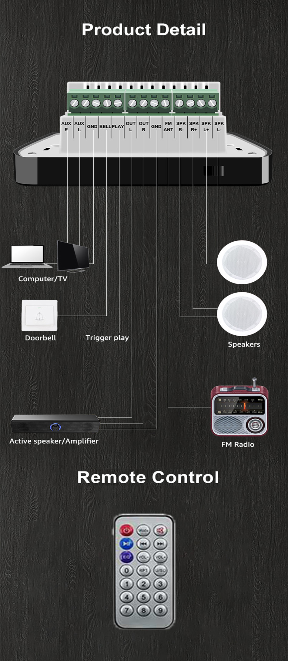 Title 11, Amplificador de parede bluetooth mini tecla toq...