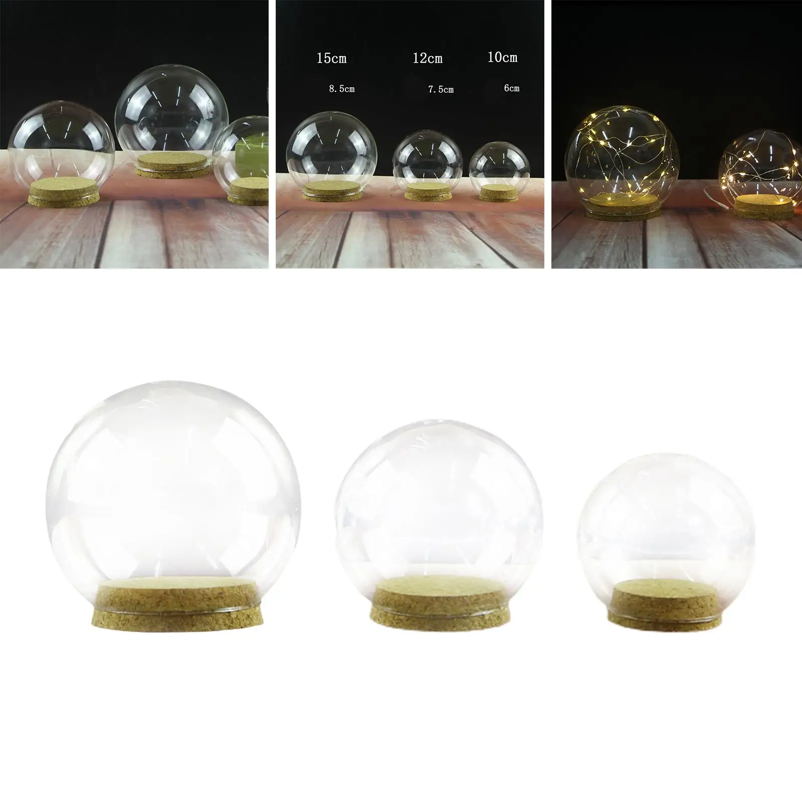 Cork Base Transparent Display Decoration Tabletop Collectibles Stand Glass Dome
