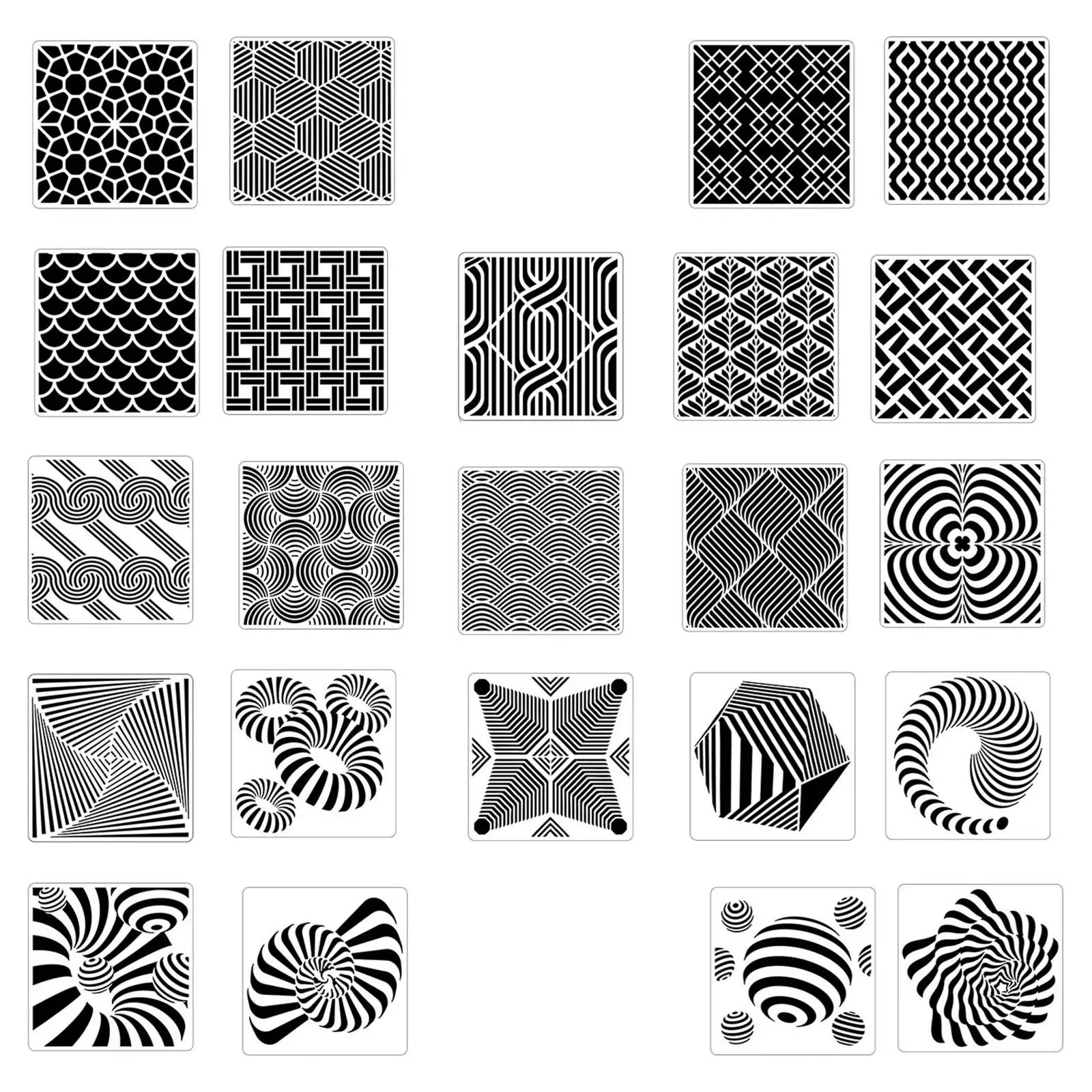 24Pcs Geometric Stencils Painting Templates for Furniture Decor Tracing