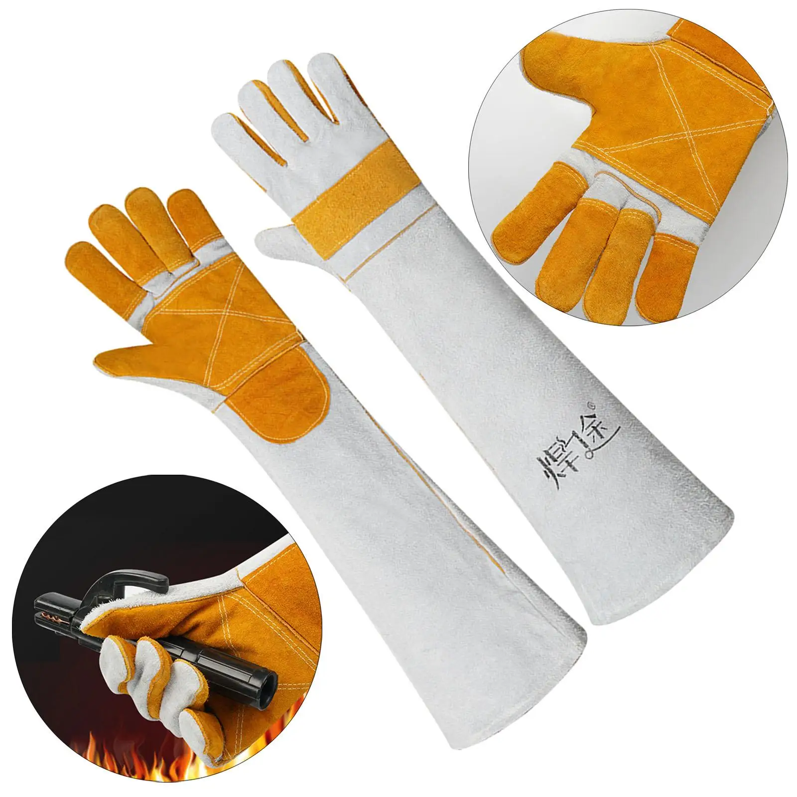 Pair of Electric Welding Gloves Wear Resistant Welding Accessories Protection Gloves Fireproof for Women Men