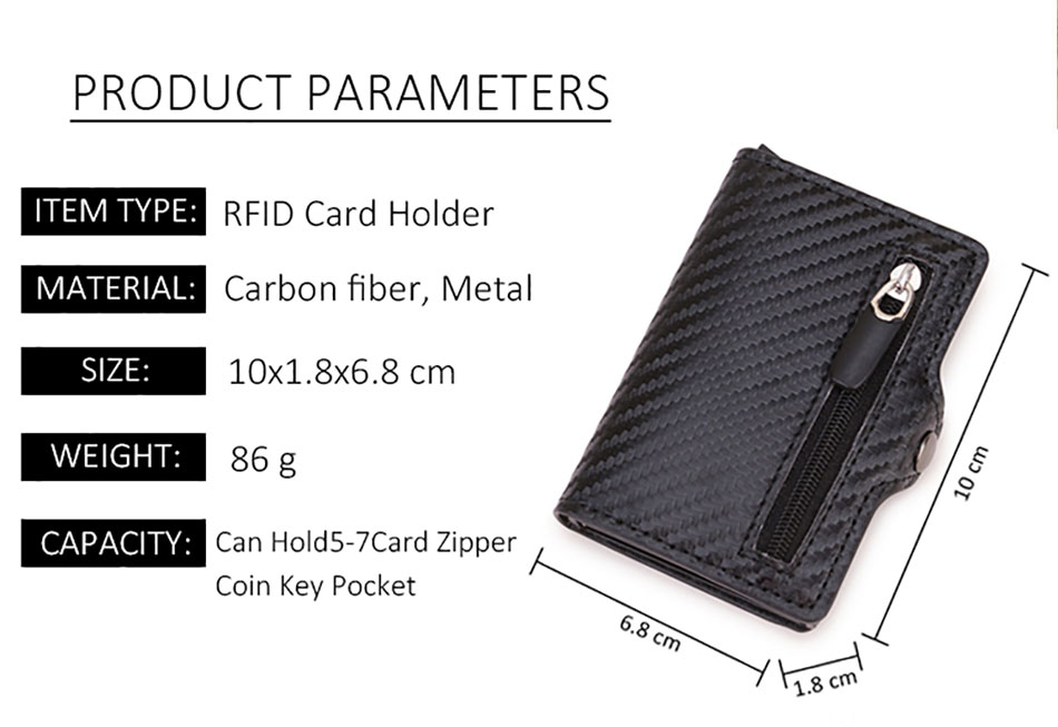 Carbon Fiber RFID Blocking Leather Wallet - Mens Credit Card Holder Case