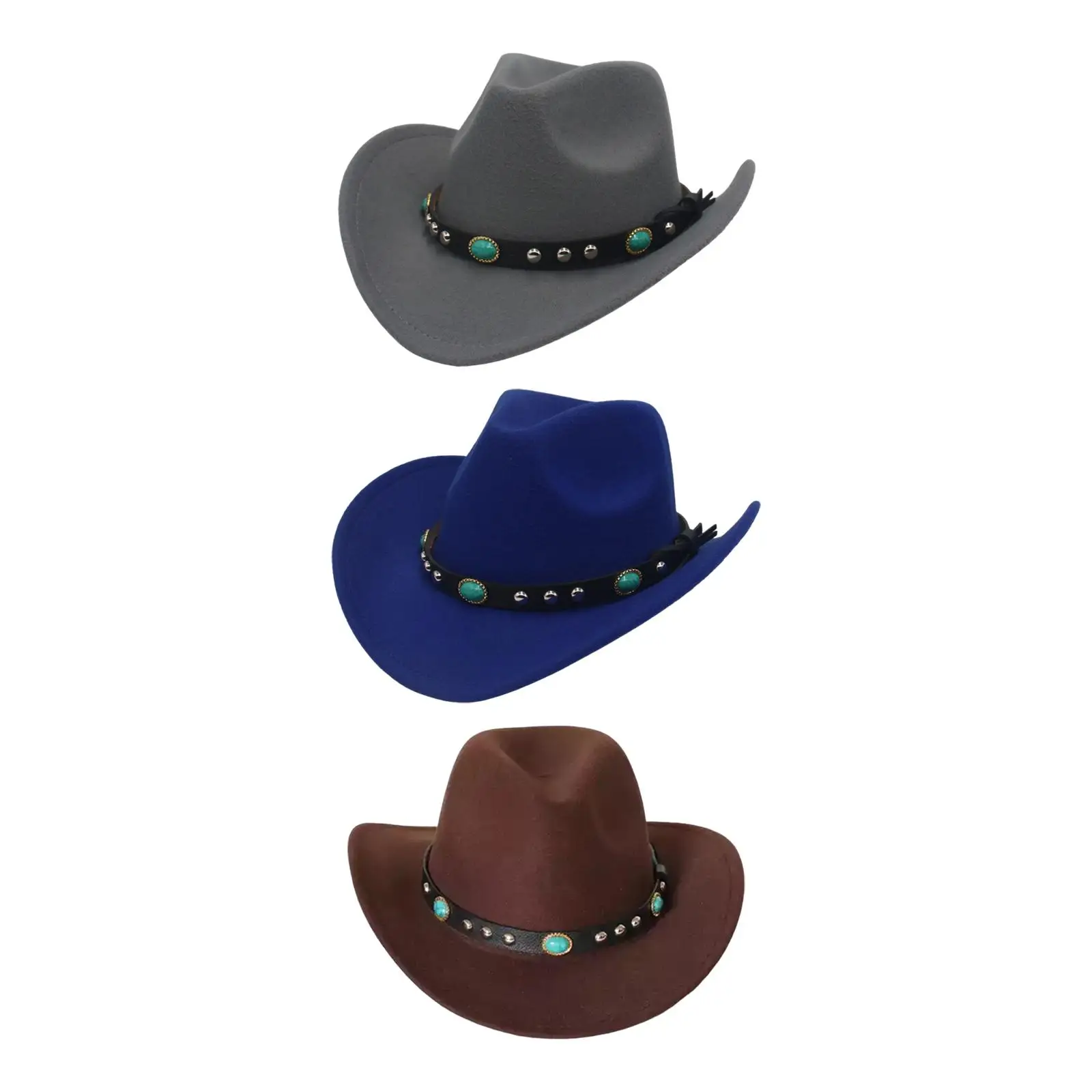 Men`s Ladies Western  Hat Wide Brim  Buckle Panama Cowgirl  Sunshade Hat  Top Hat for Outdoor Vacation Autumn