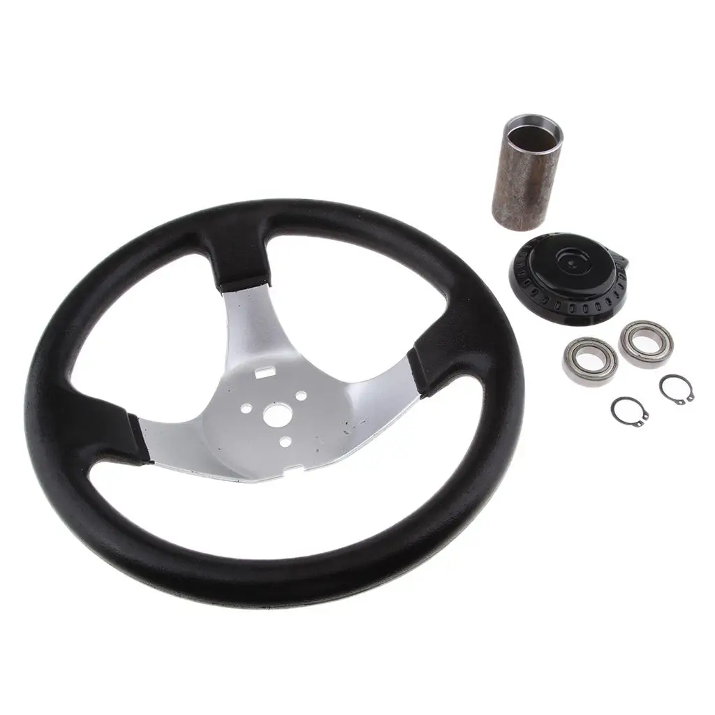 Go-Kart Steering Wheel Assembly with Cap for 150cc Engines ATV Buggies, Universal 300.8 inch