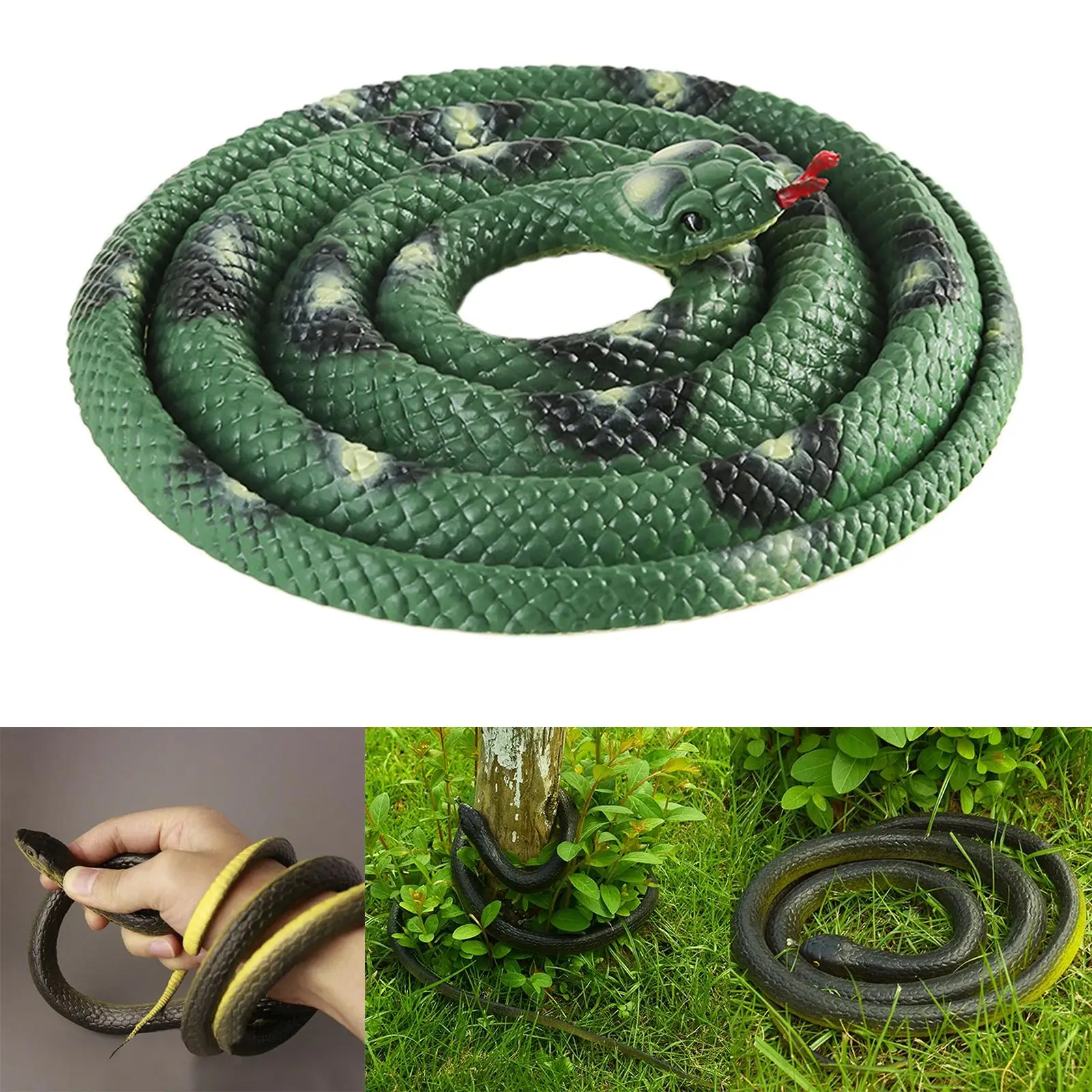 120cm Large Soft Lifelike Rubber Snake Toys Garden Props for Kids Joke Toy 