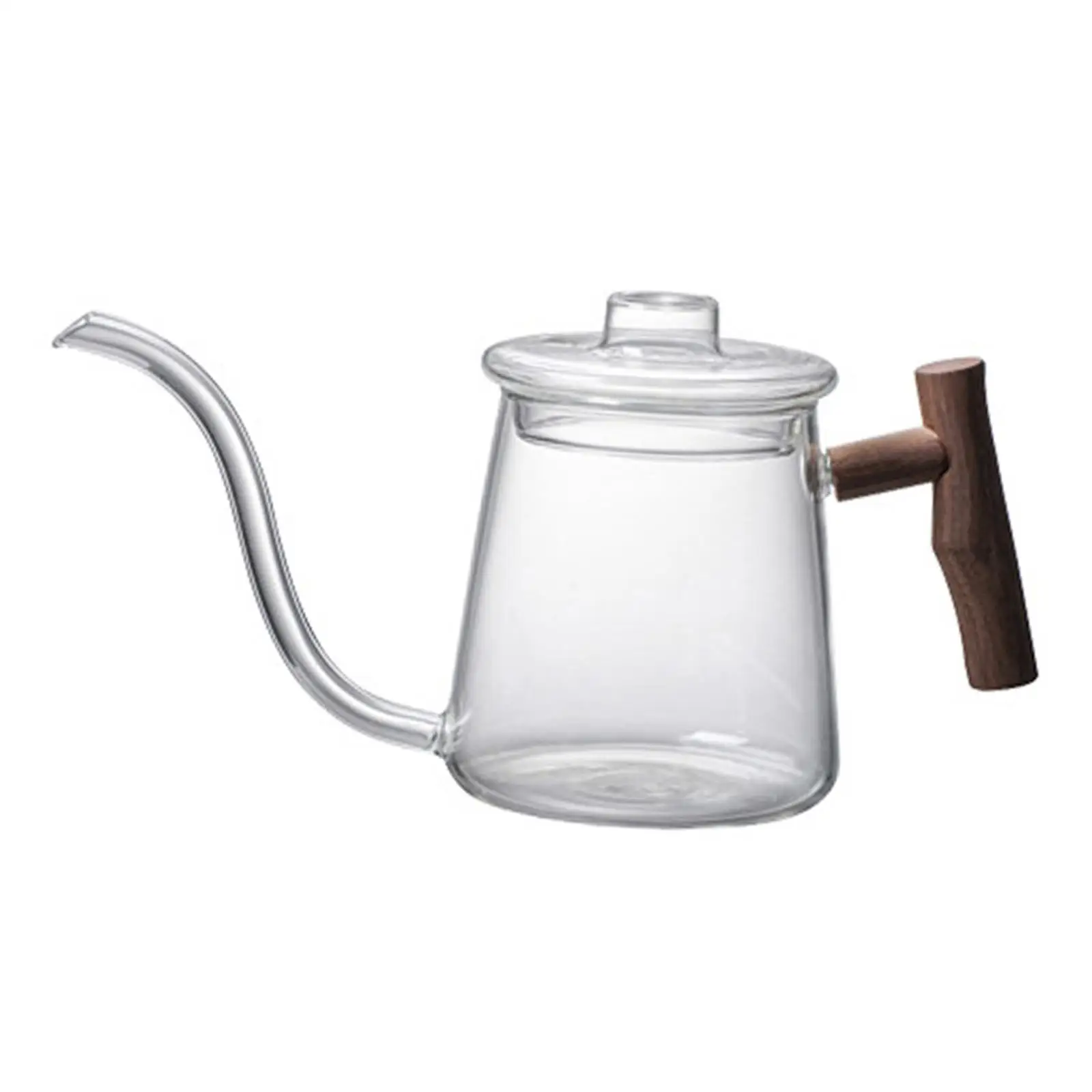 Pour Over Kettle Ergonomic Wooden Handle with Lid Stovetop Gooseneck Kettle for