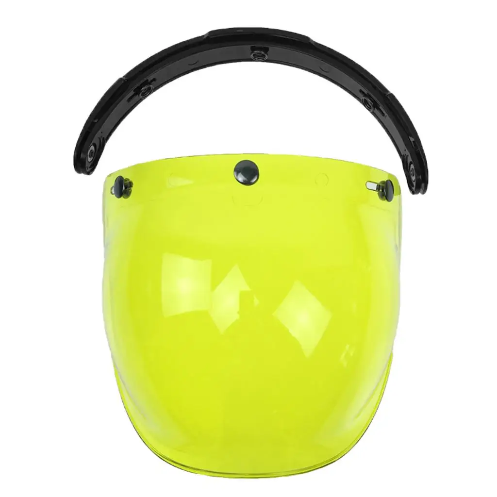 3-Snap Open Face Helmet Visor Retro  Bubble Visor High Stength PC Lens s Wind Shield