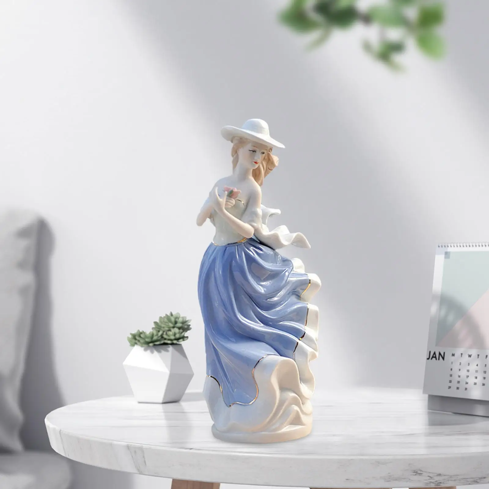 Modern Women Statue Lady Sculpture Decoration Collection Art Decor Artwork Tabletop Ceramic Girl Figurines for Living Room