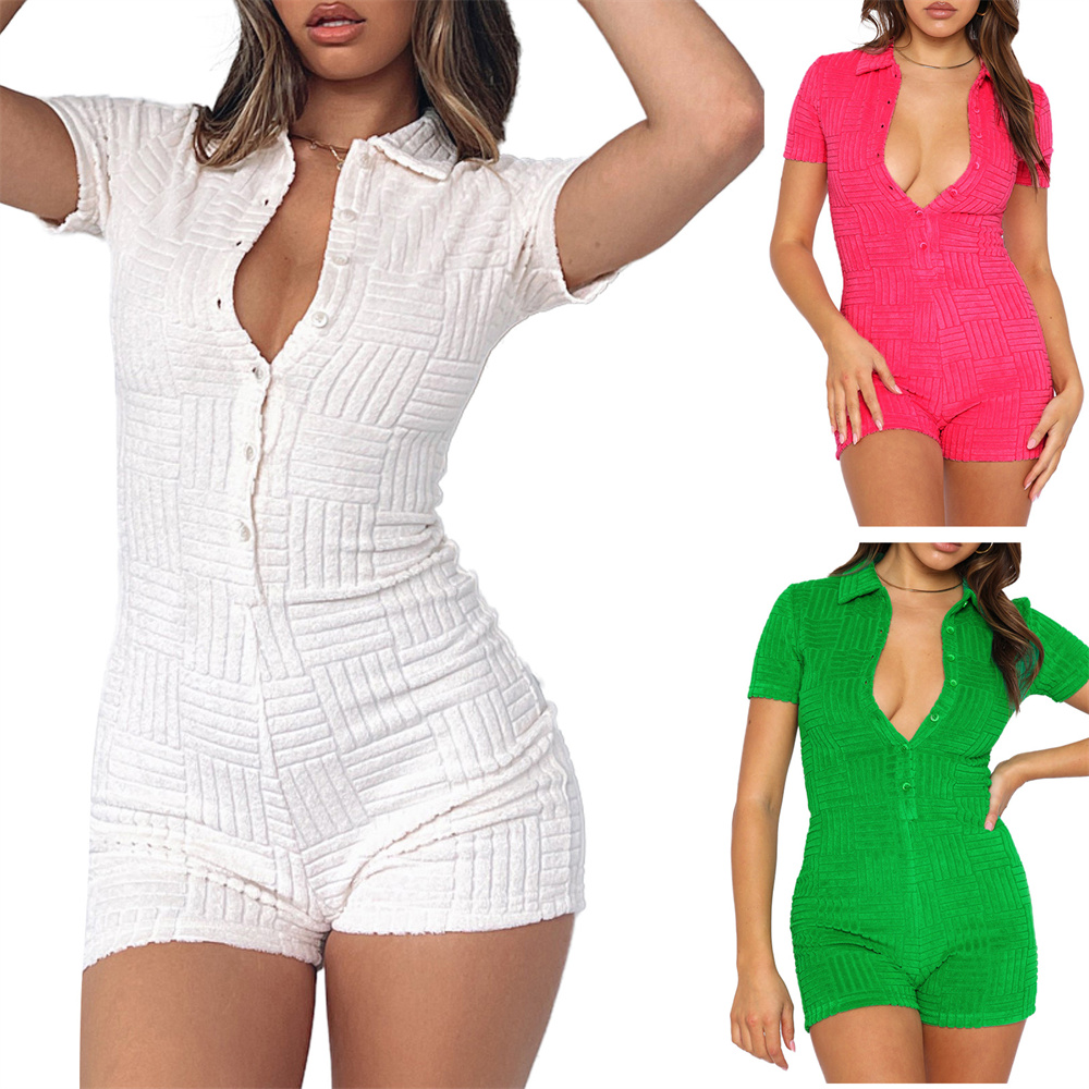 macacão das mulheres bodycon manga curta macacão macacão macacão de cor sólida slim fitting bodysuits