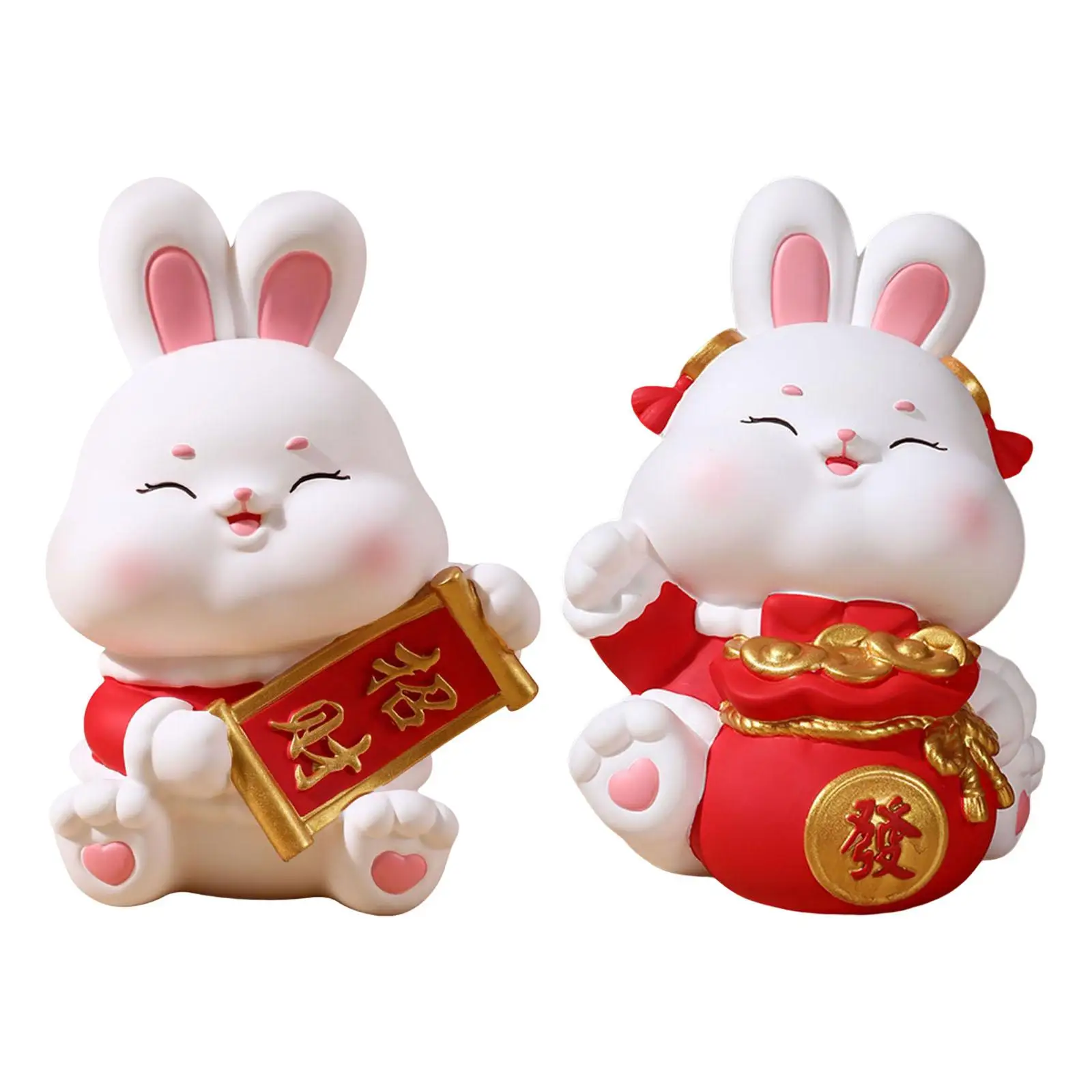 Rabbit Piggy Bank Animal Bunny Statue Storage Sculpture Ornament Case Money Box for Bedroom Home Boys and Girls New Years Gifts