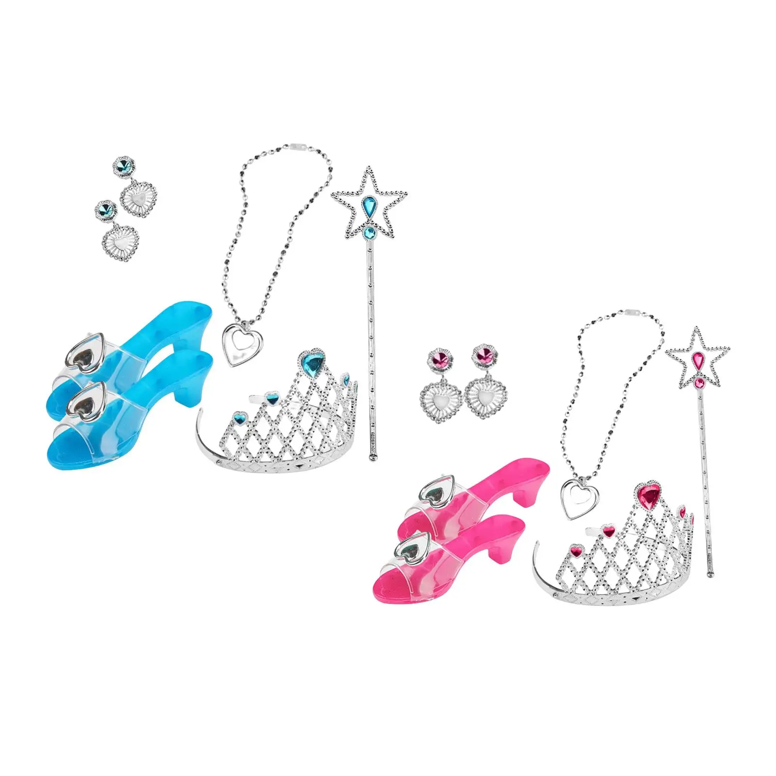 7x Little Girls Jewelry Toy Girls Role Play Set Necklace Girls Pretend Play Set Earrings Princess Dress up for Role Play