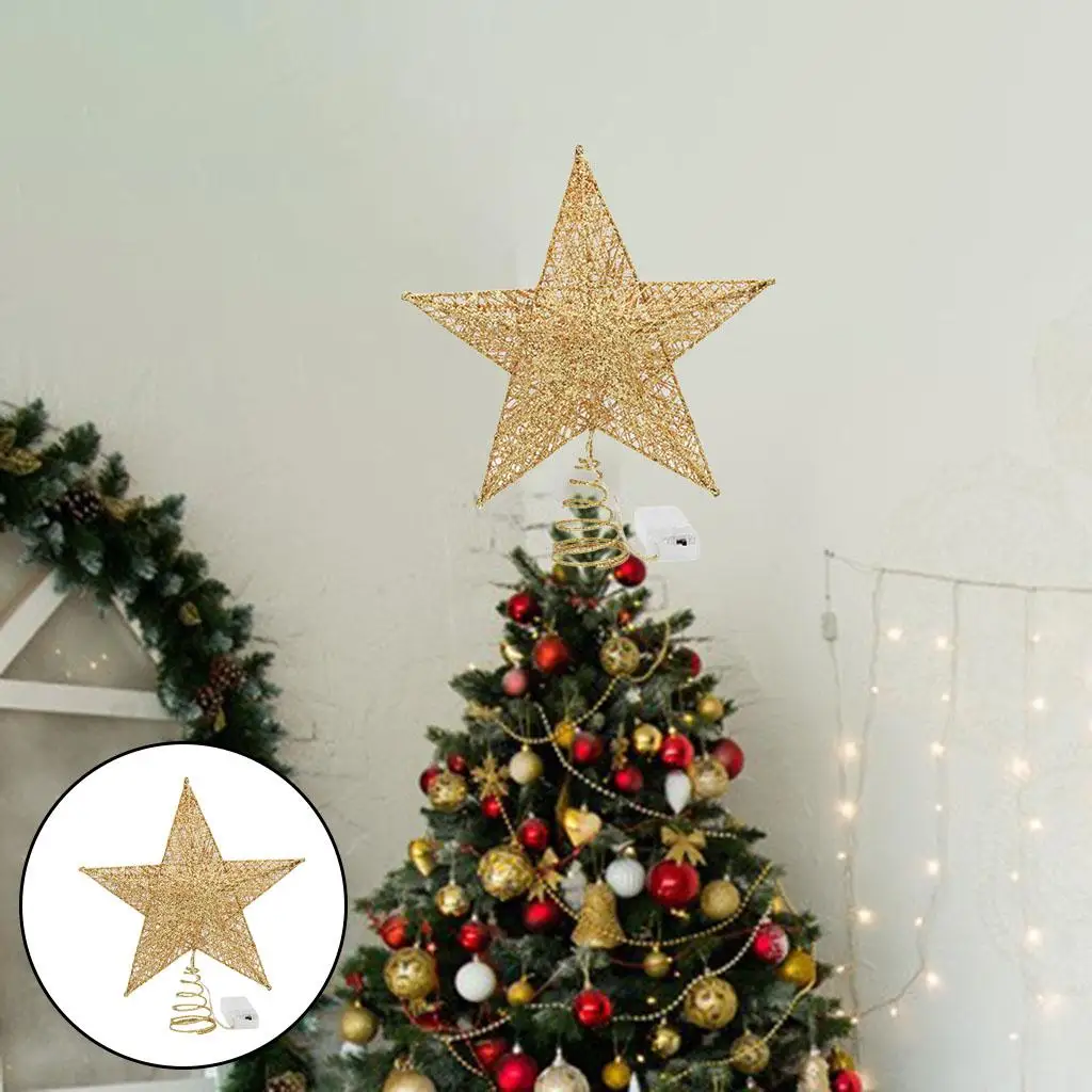 Xmas Tree Top Star Beautiful Topper Lights Decorative Tree Top Lamp Tree Top Decoration for Home Living Room Holiday Party
