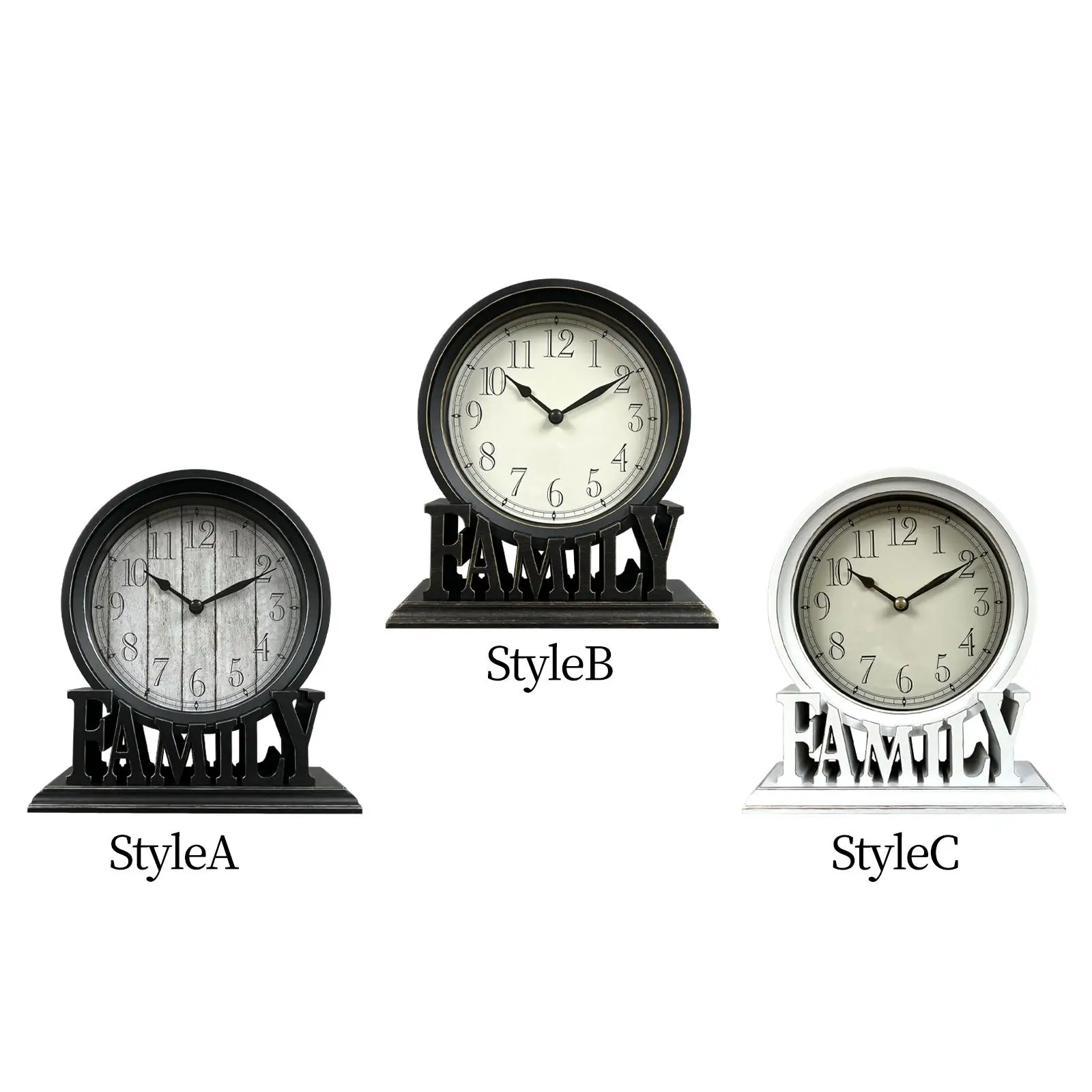 Vintage Style Geometric Table Clock Decorative for Bathroom Kitchen Ornament