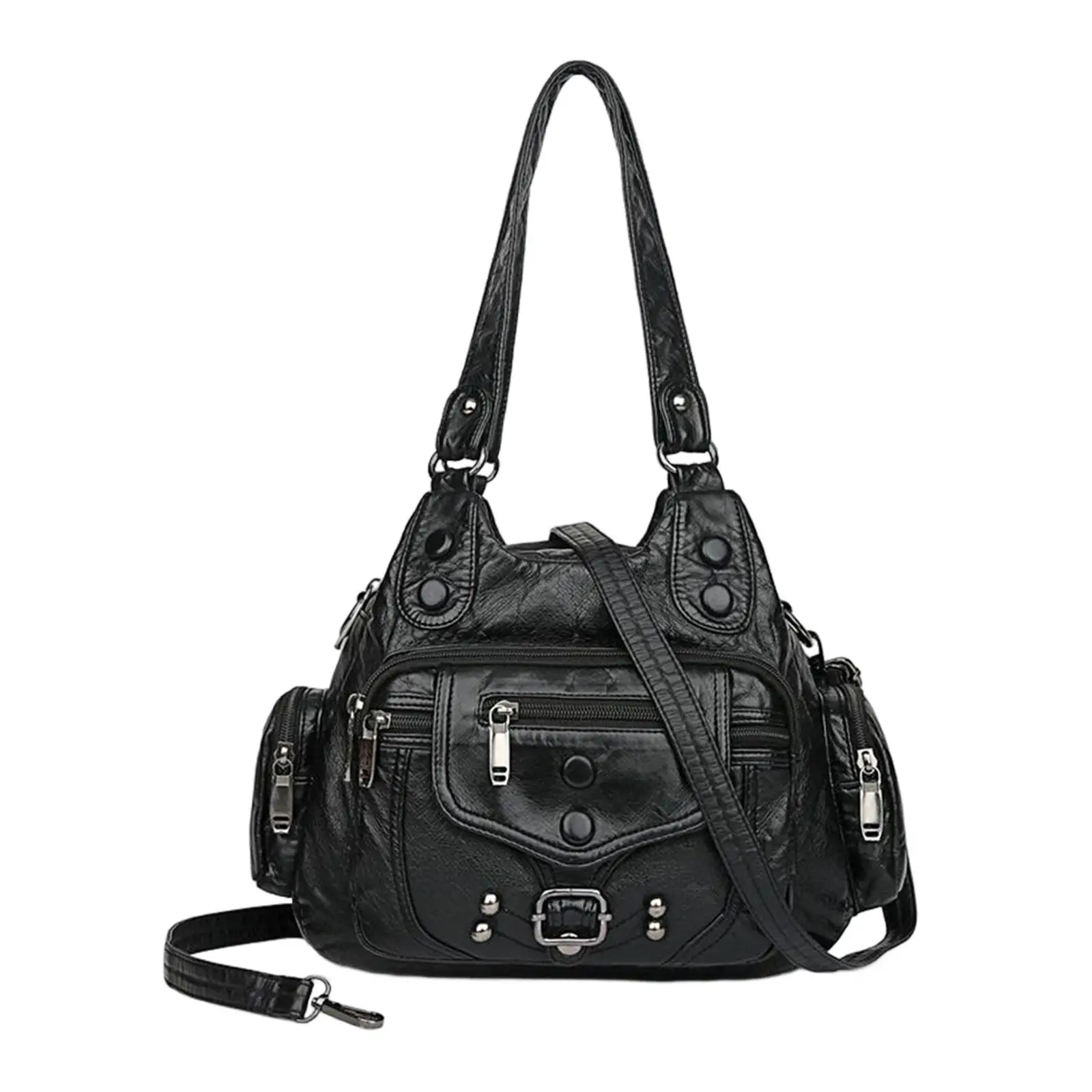 Stylish PU Leather Shoulder Bag Purse Zipper Tote Casual Bag Holder Wallet Handbag for Notebooks Women Girls Travel Ladies Keys