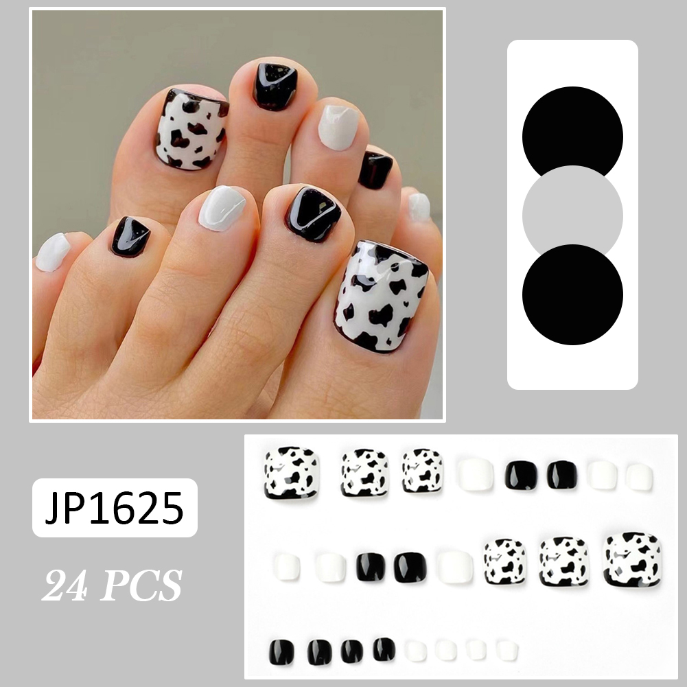 Uñas postizas de leopardo negro de alta calidad, uñas francesas de presión  corta, pegatina elegante para uñas, extraíble, ahorra tiempo, Punta  artística| | - AliExpress