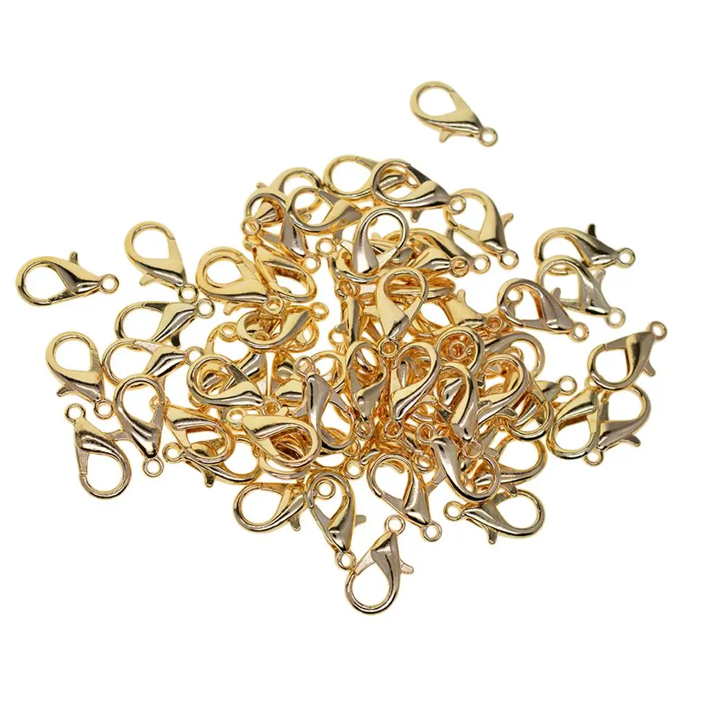 50Pcs Metal Lobster Claw Clasps Clip DIY Necklace Jewelry Finding Making Accessories Fastener Hook, 9.5 x 18mm
