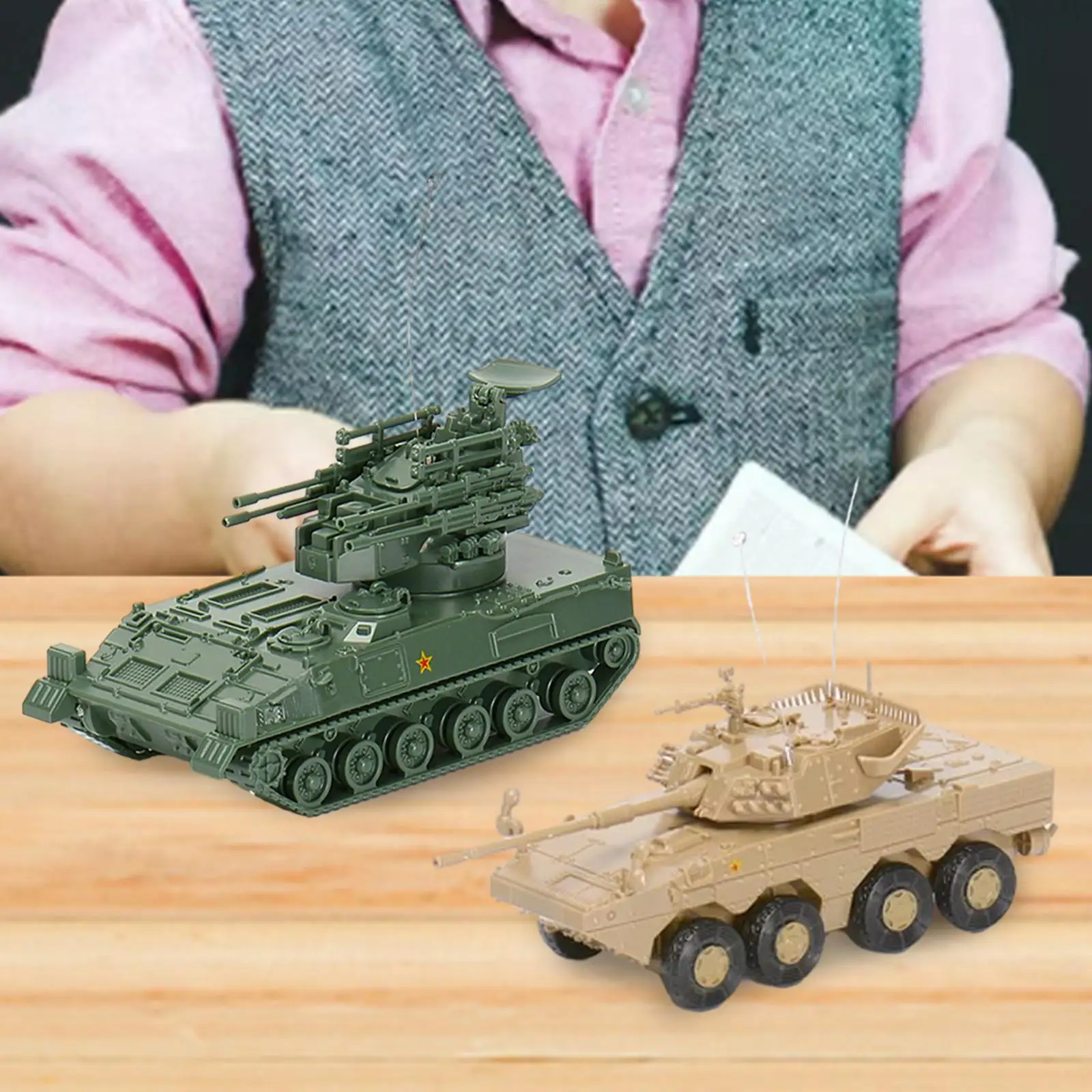 2Pcs 1:72 Scale Tank Model Educational Toys Vehicle Tank Model Toy Collectible for Girls Table Scene Children Gifts