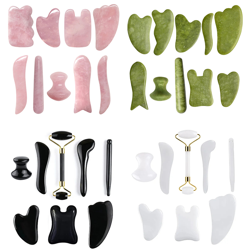 Best of Natural Stone Guasha Board Set Rose Quartz Obsidian Stone Jade Massager Gouache Scraper Facial Lift Acupuncture Skin Care Tools Reviews & Tips