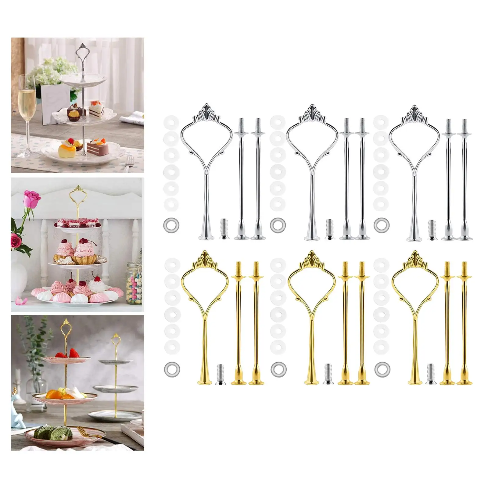 Plate Stand Handles Sturdy Fitting 3 Tier Cupcake Plate Stand Hardware Rod for Kitchen Wedding Party Anniversary Shop