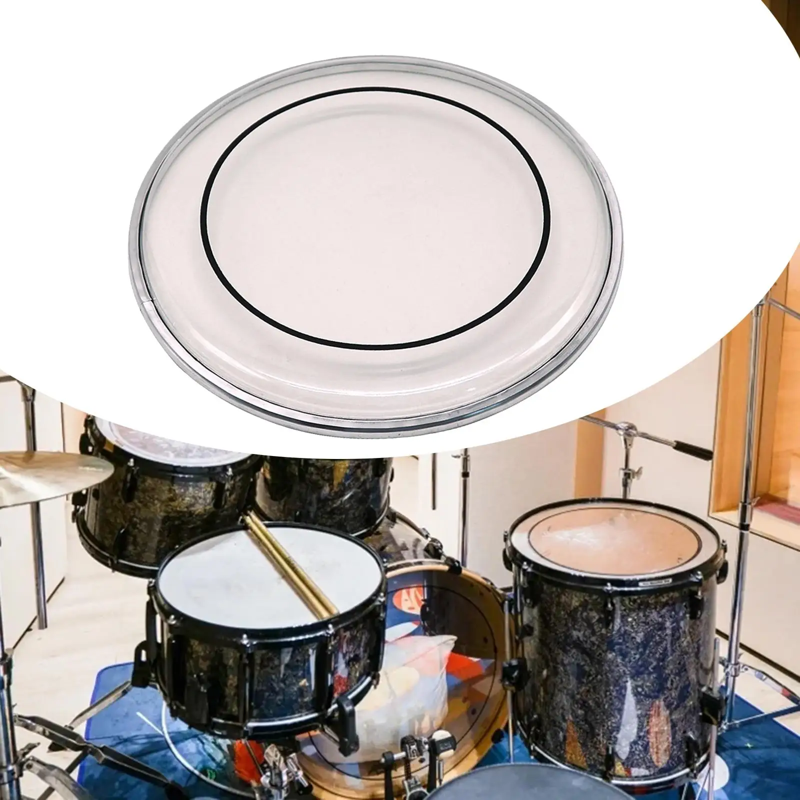 Resonant Drum Head Transparent Replacement Parts Durable Accs Drum Instrument Parts 14`` for Beginners Drummer Drum Players Kids