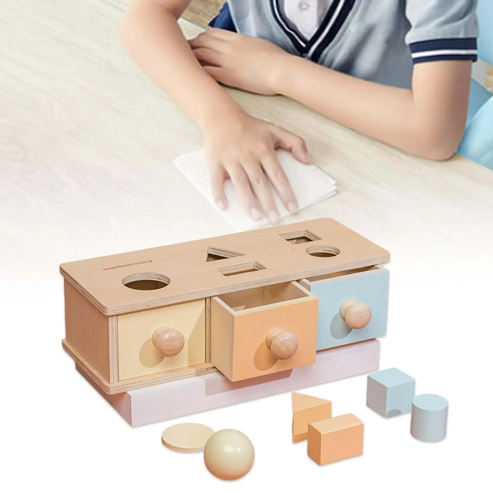 Montessori Coin Box Learning Materials with Drawer Toddler Materials for Infant