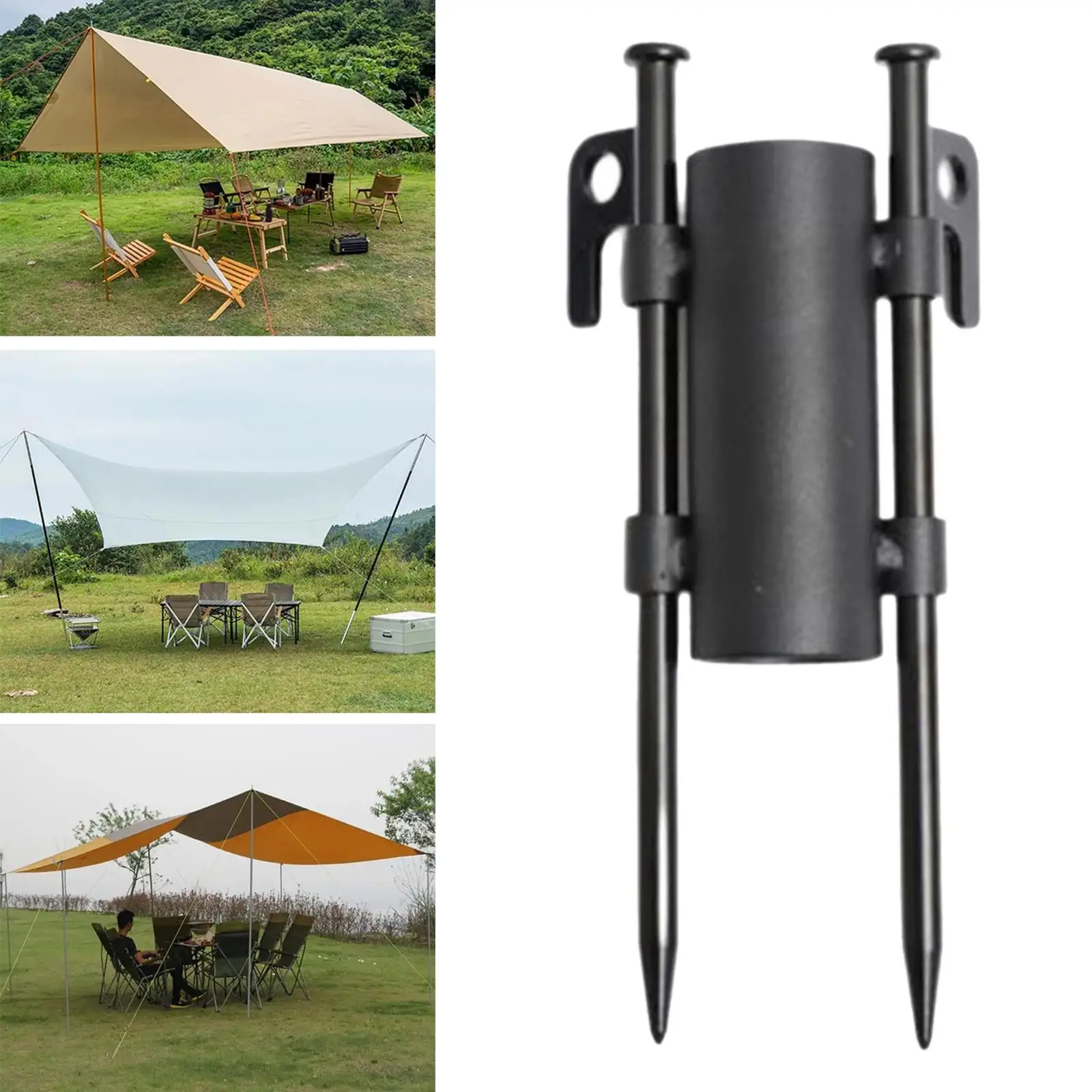 Camping Tent Rod Holder with Heavy Duty Tent Stakes Portable Windproof Canopy