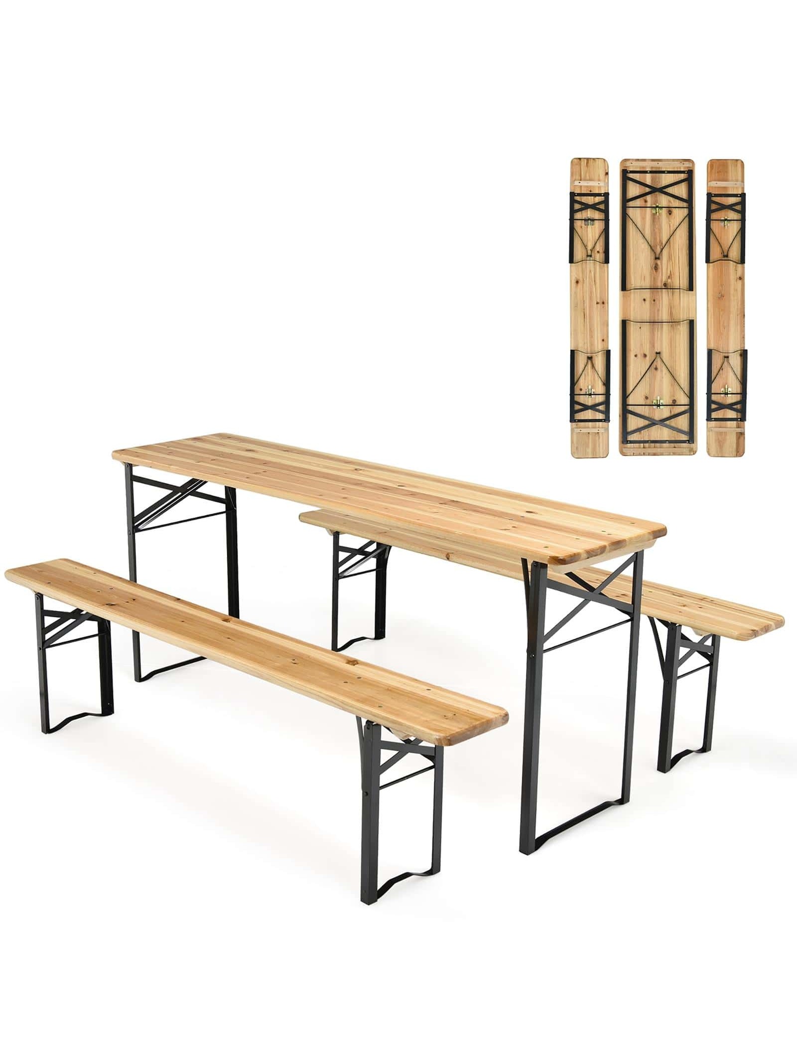 Title 2, Ensemble de Table et banc pliants en bois, 3 pi...