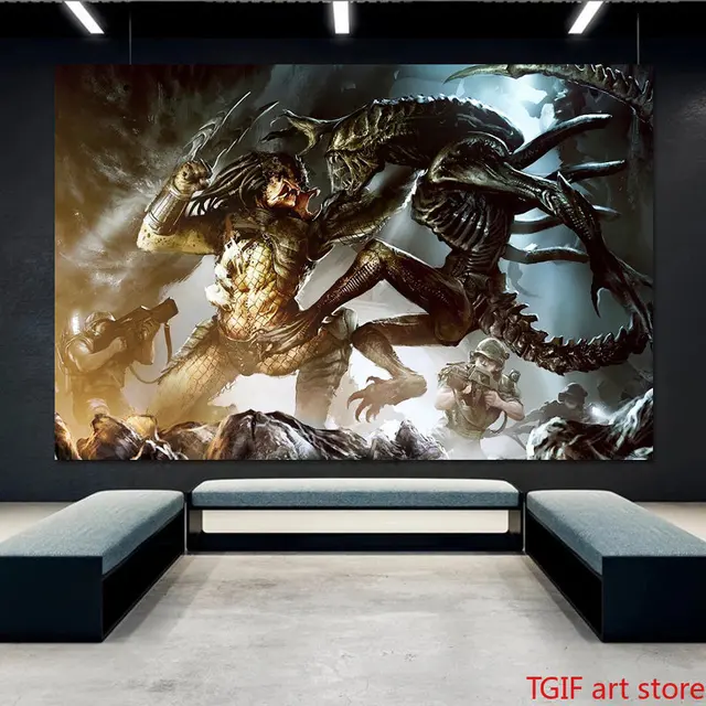 diantu Alien vs. Predator game background wall painting custom large-scale  mural green silk cloth wallpaperpapel de parede - AliExpress