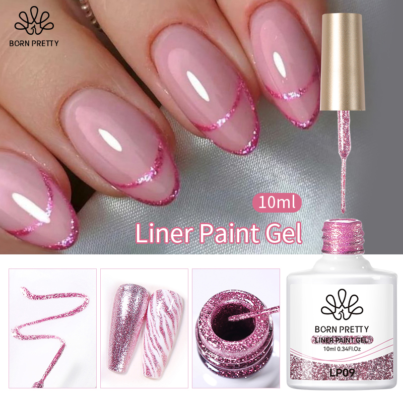 Best of BORN PRETTY 10ml Reflective Glitter Liner Paint Gel Nail Polish Rose Red Super Sparkling French Manicure Painting Stripe Gel Reviews & Tips